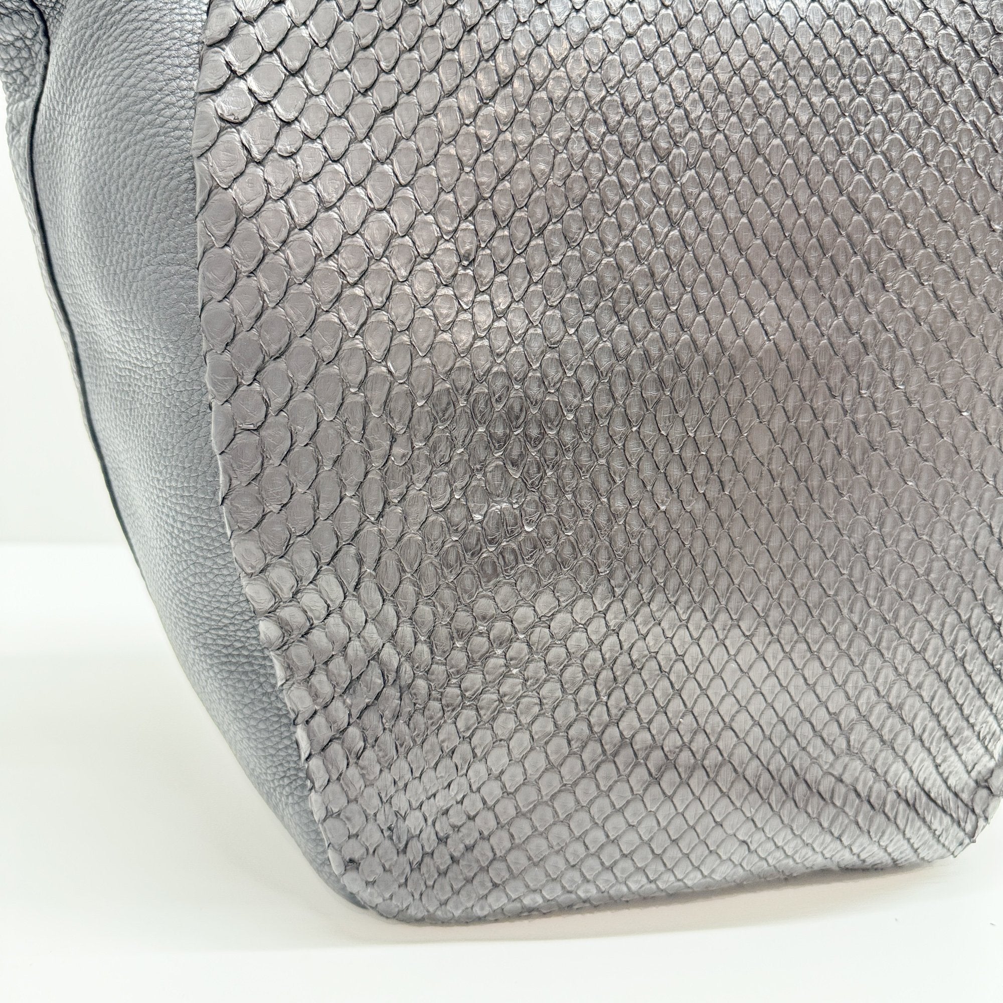 Greenwich Black Python Embossed Leather Hobo Bag