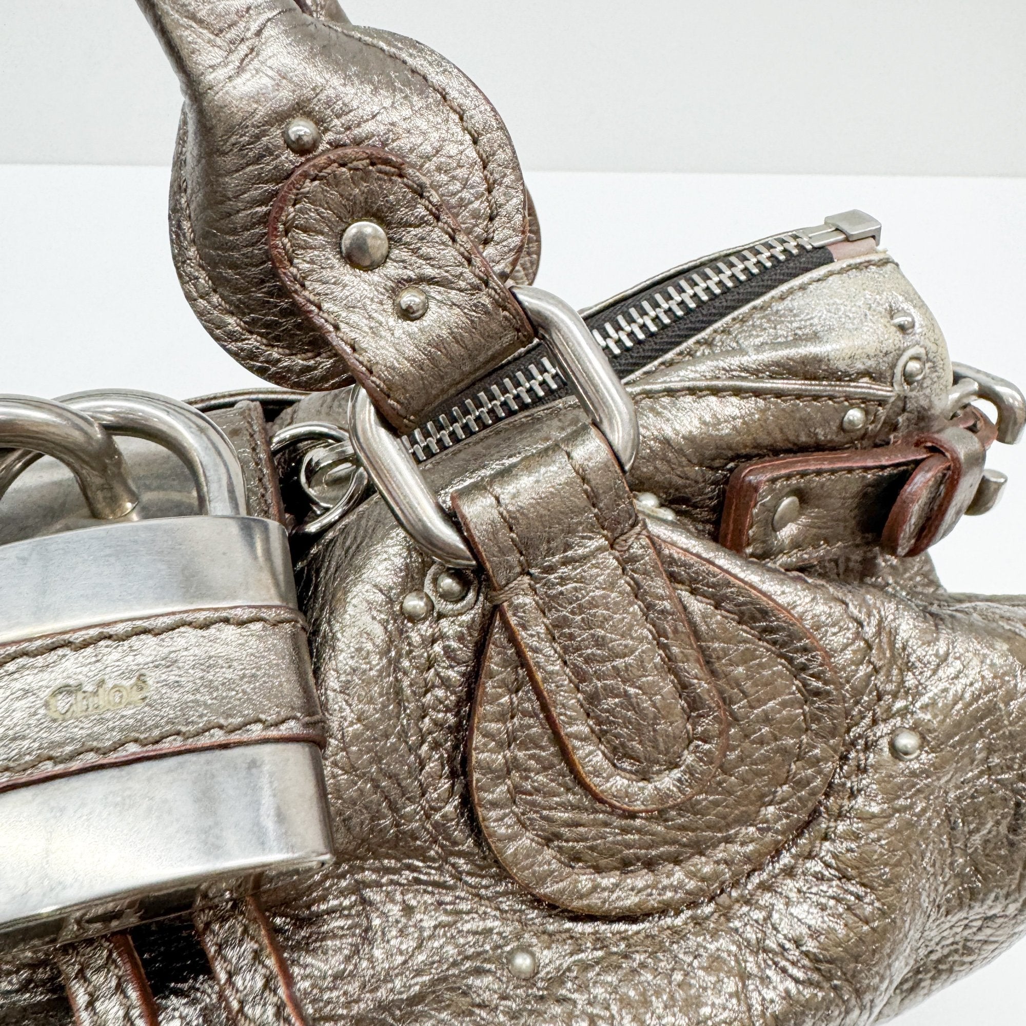 Paddington Gold Metallic Leather Shoulder Bag