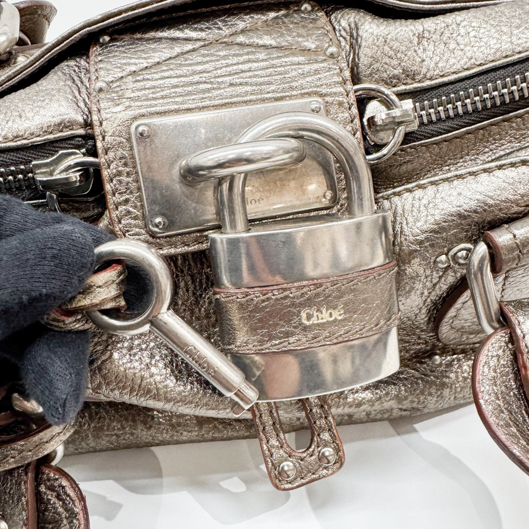 Paddington Gold Metallic Leather Shoulder Bag