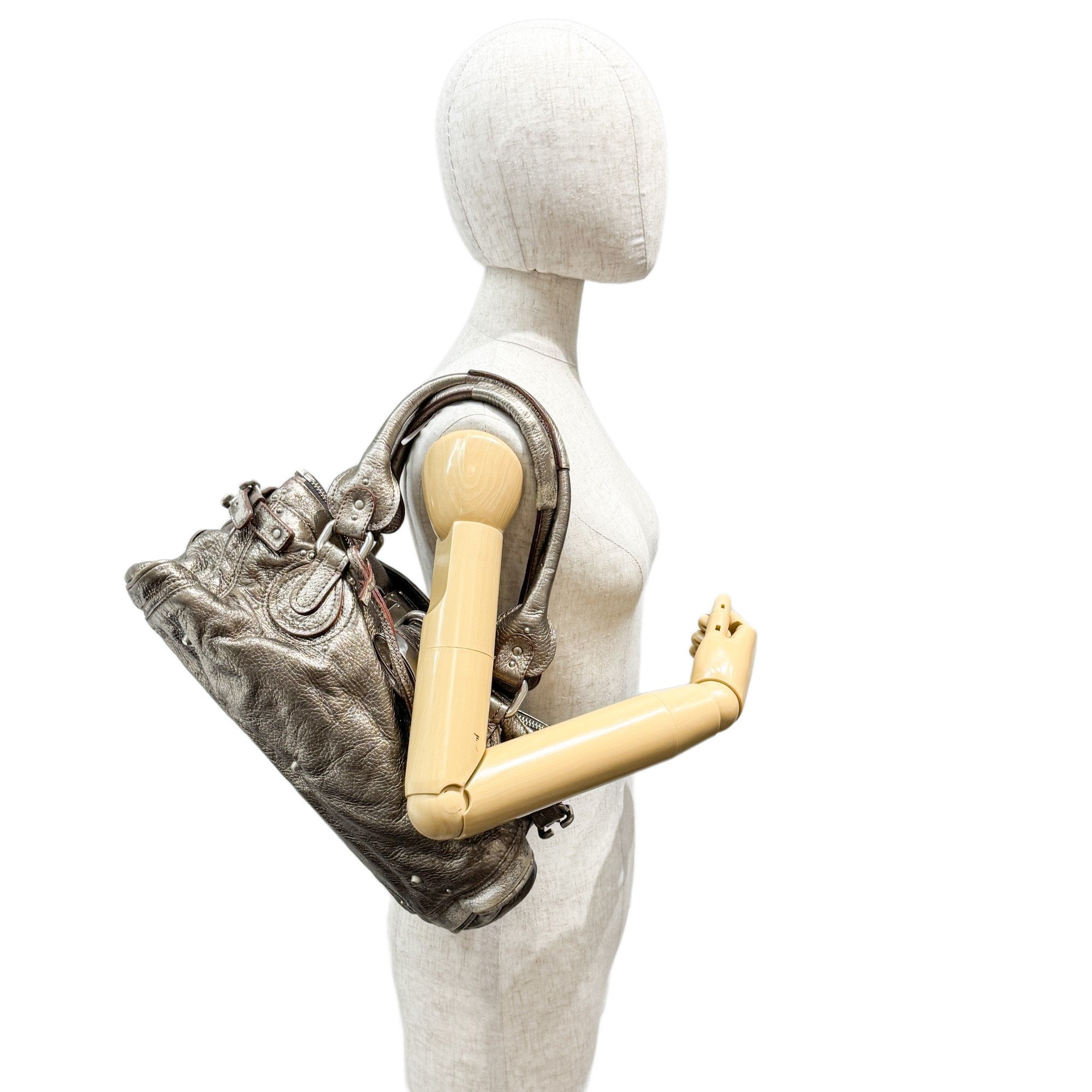 Paddington Gold Metallic Leather Shoulder Bag