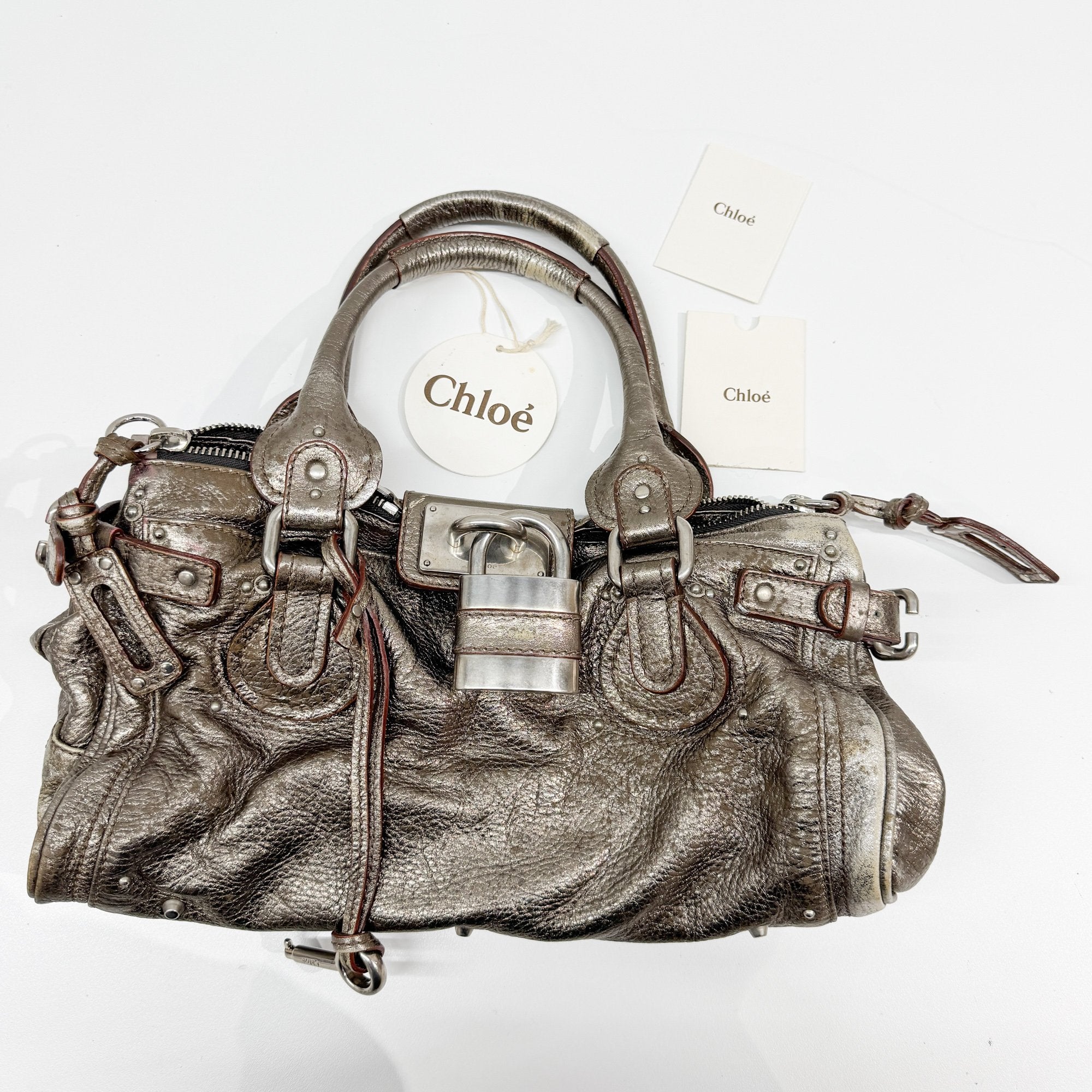 Paddington Gold Metallic Leather Shoulder Bag