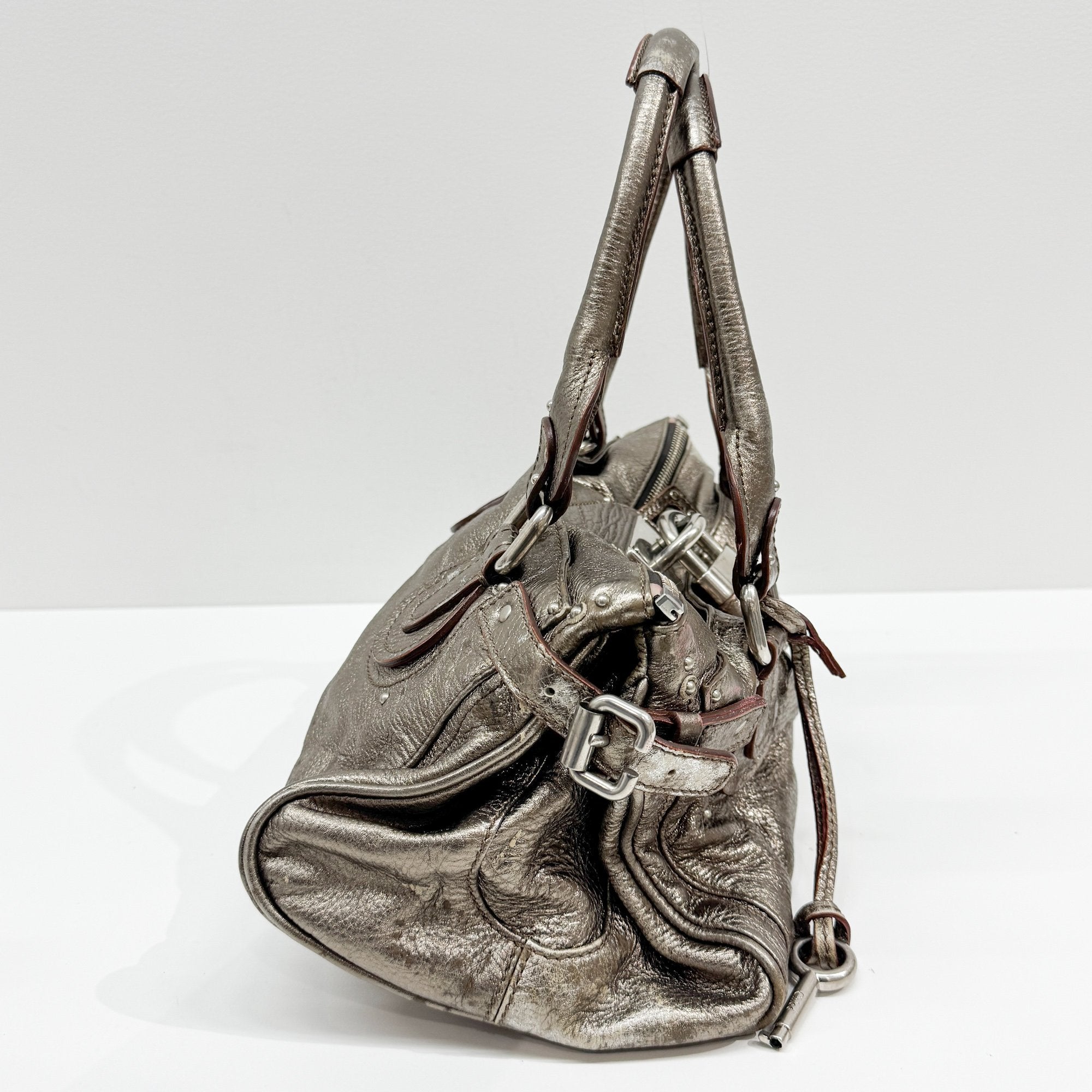 Paddington Gold Metallic Leather Shoulder Bag