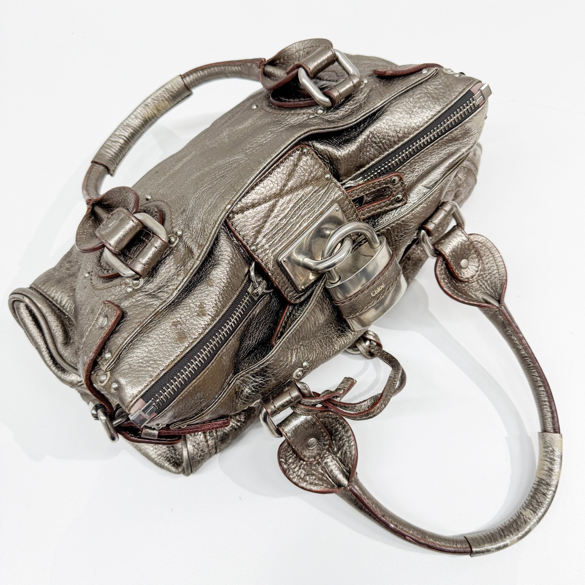 Paddington Gold Metallic Leather Shoulder Bag