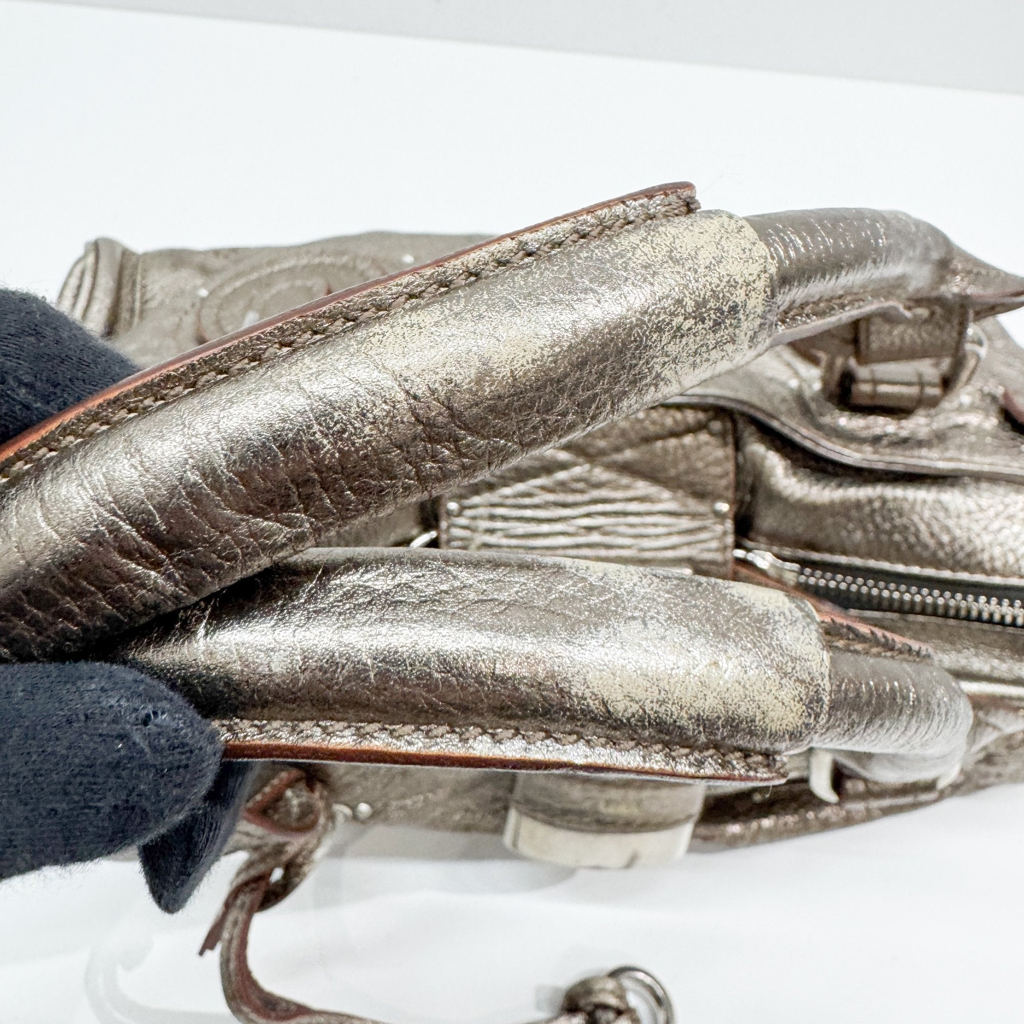 Paddington Gold Metallic Leather Shoulder Bag