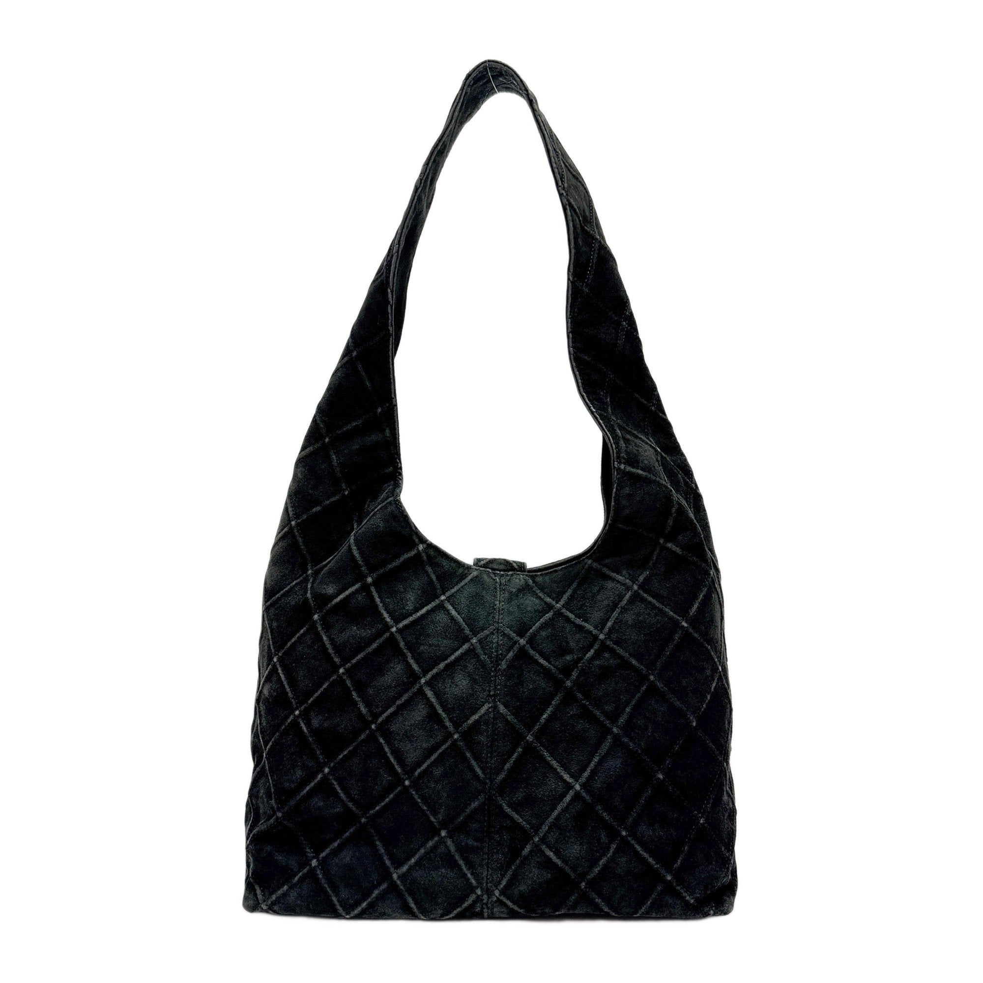 Black Suede Hobo Bag