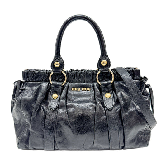 Vitello Black Leather Two Way Bag
