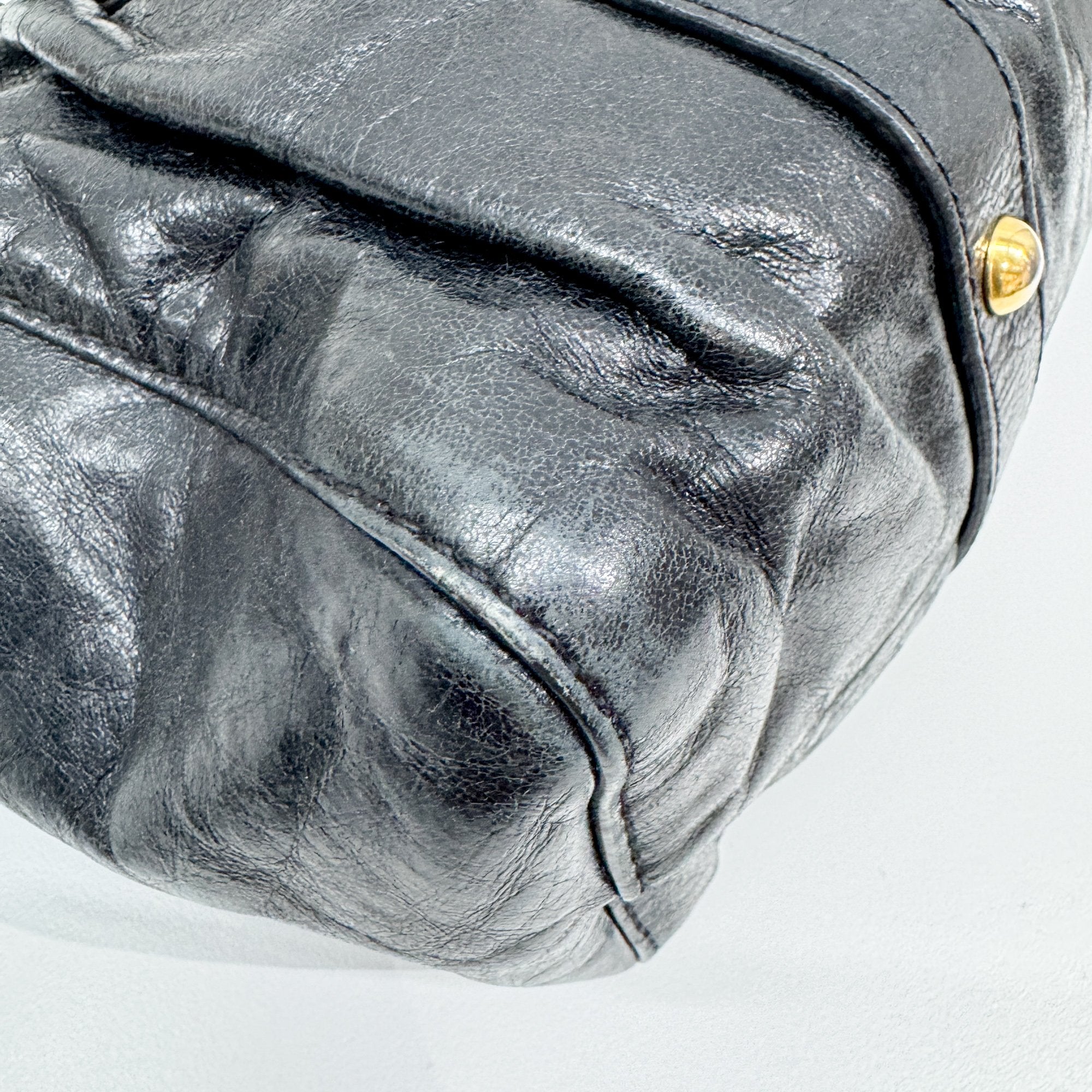 Vitello Black Leather Two Way Bag