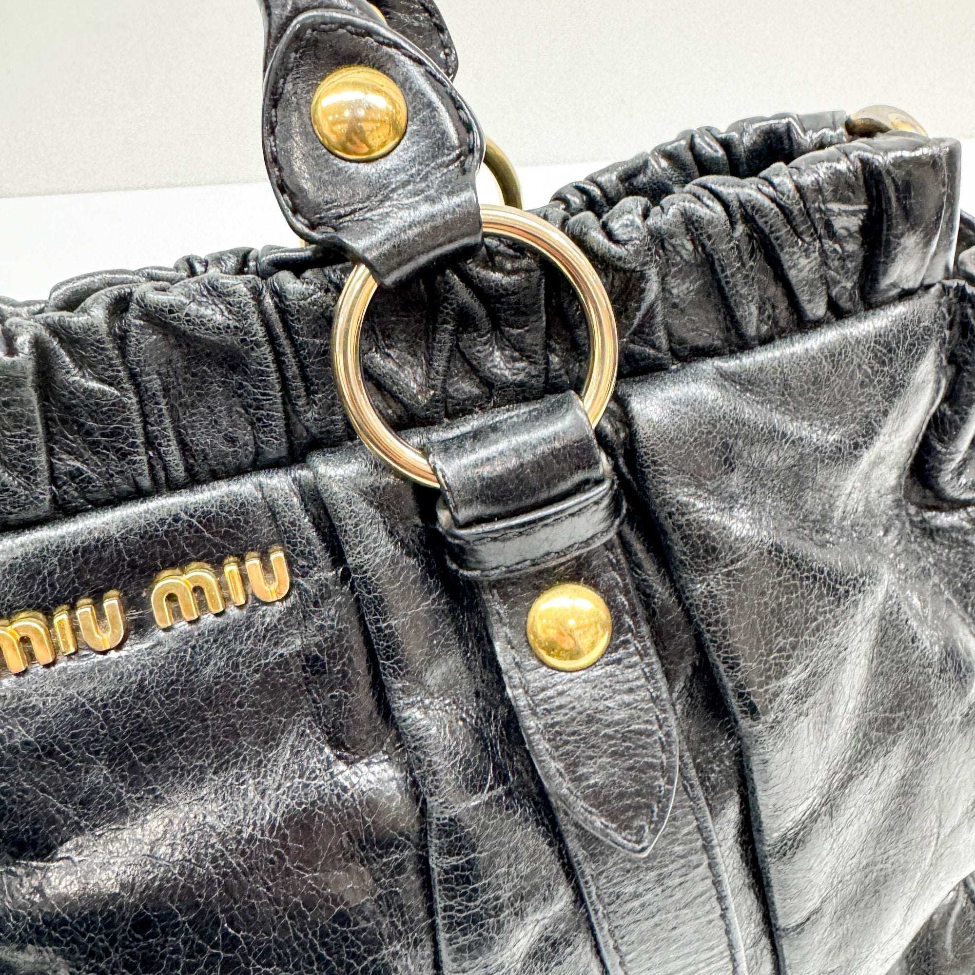 Vitello Black Leather Two Way Bag