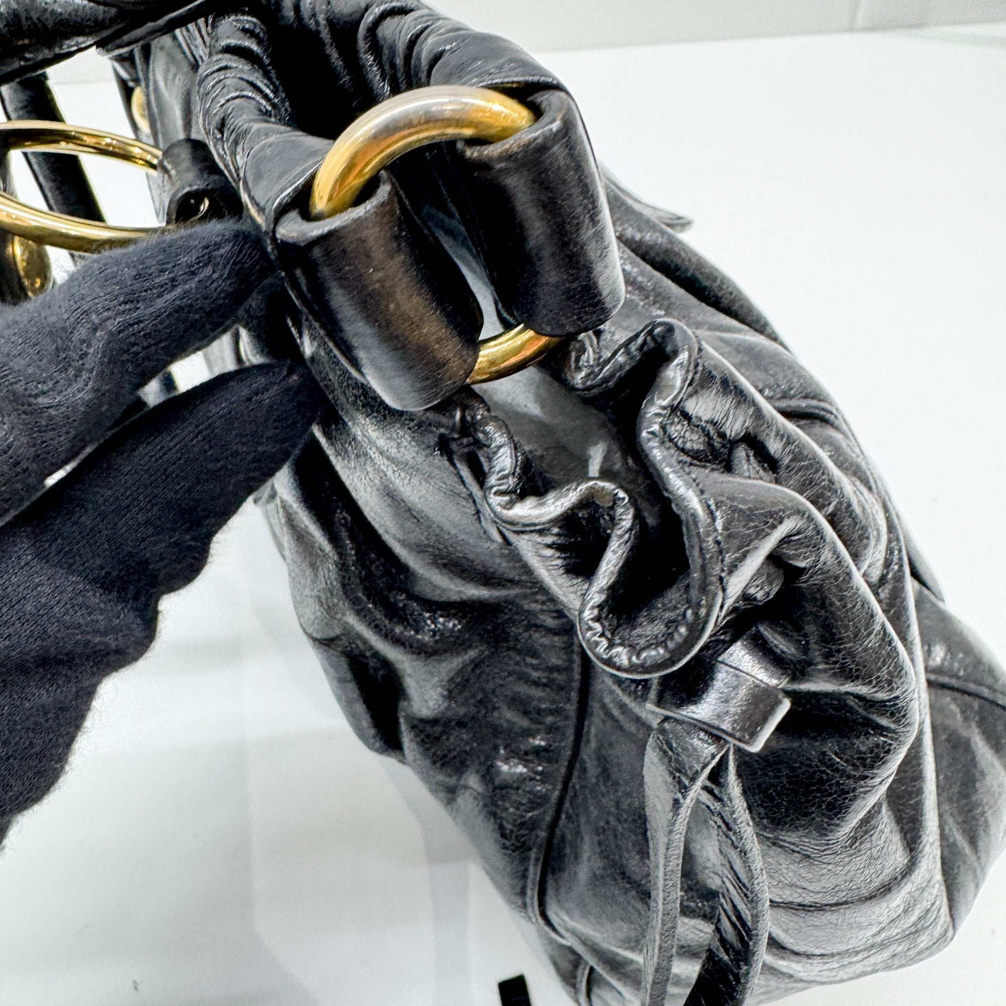 Vitello Black Leather Two Way Bag