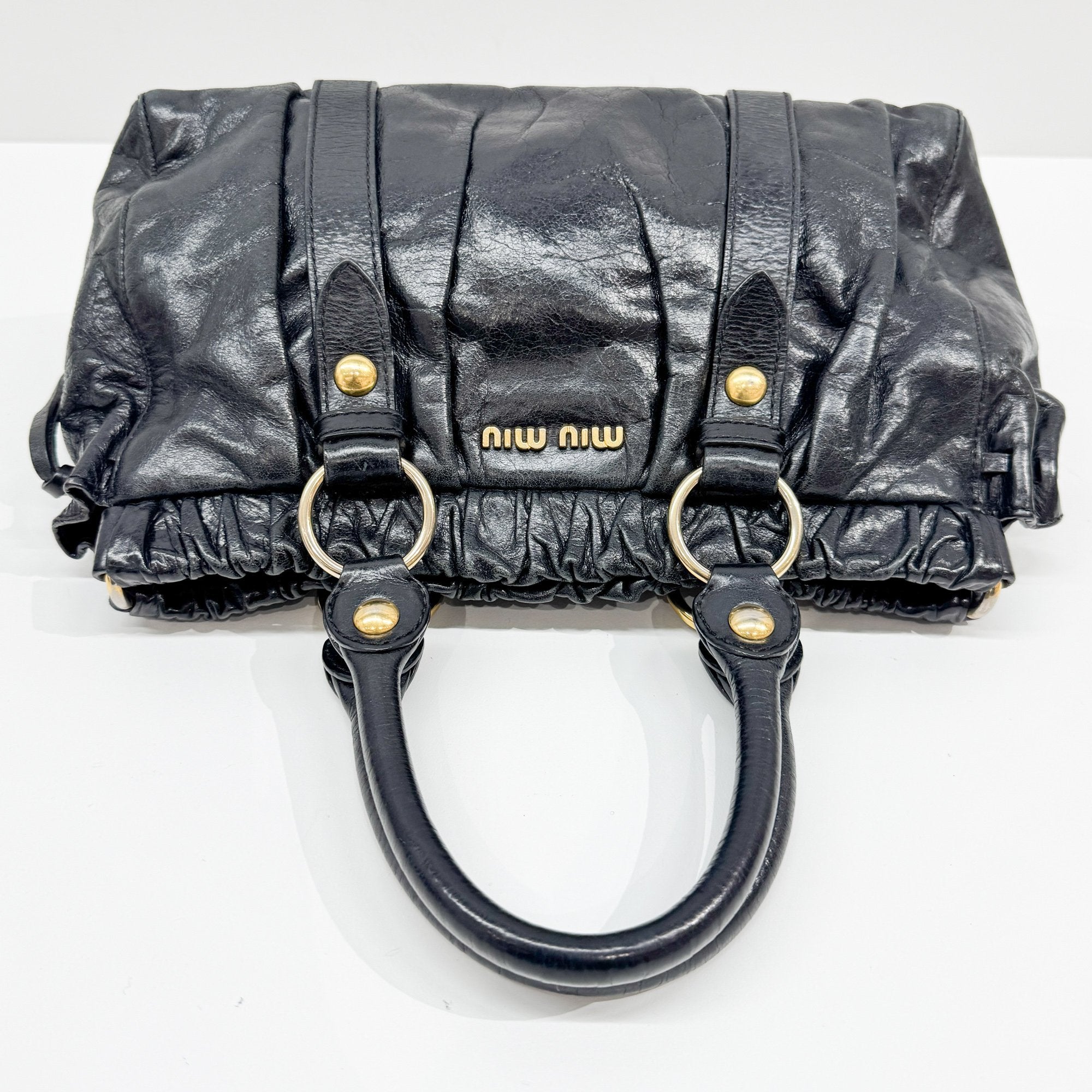 Vitello Black Leather Two Way Bag