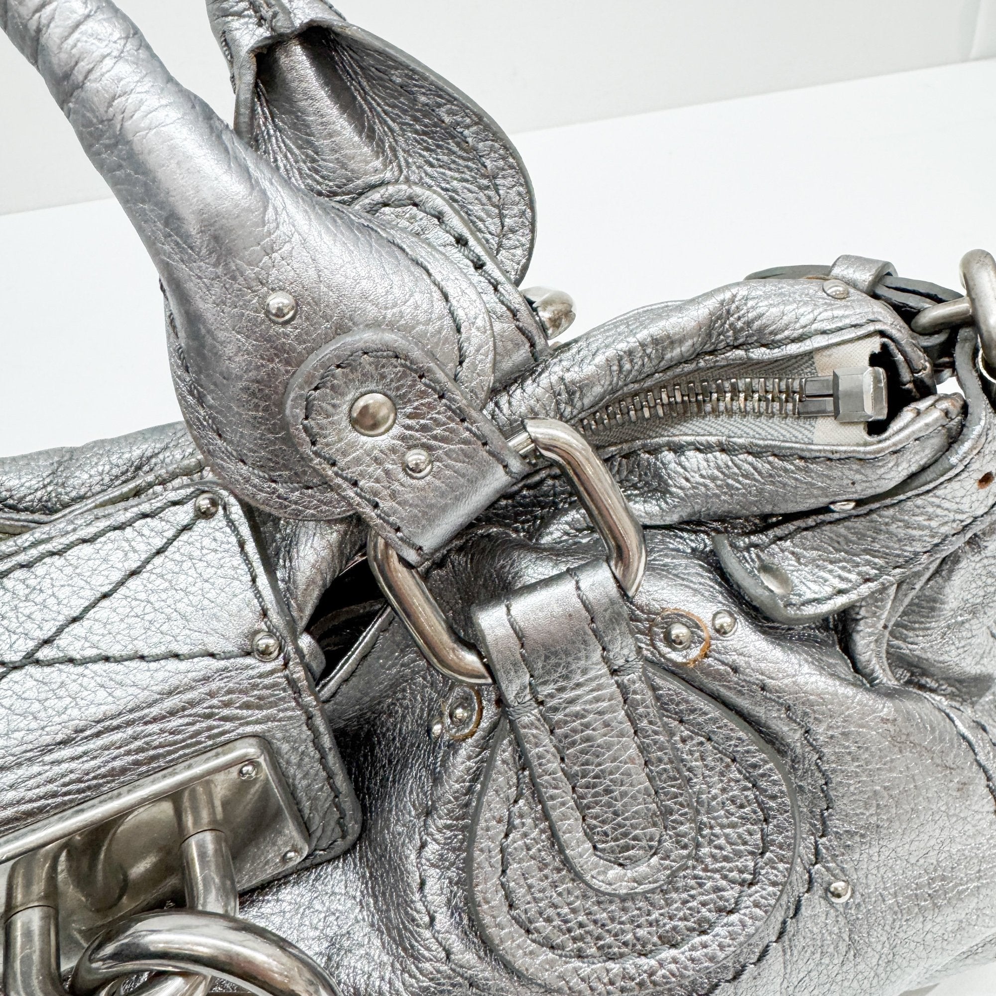 Paddington Silver Leather Shoulder Bag