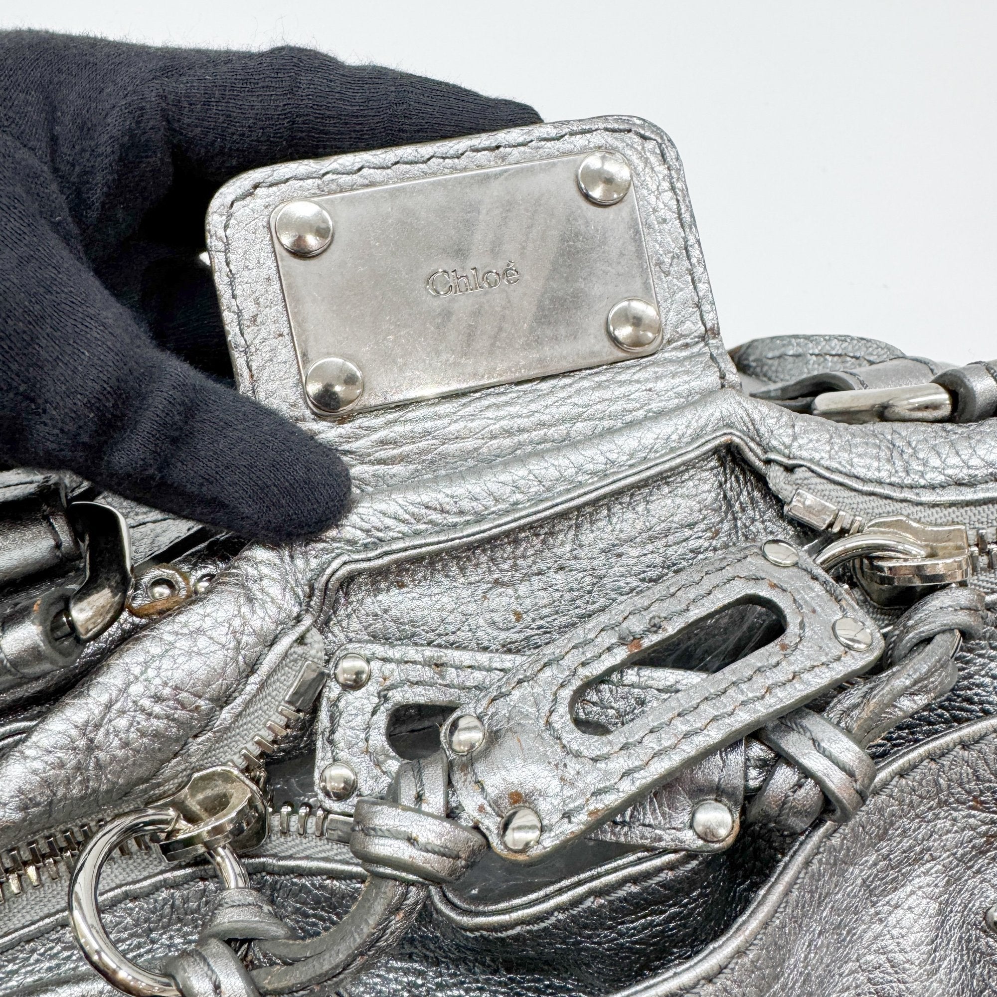 Paddington Silver Leather Shoulder Bag