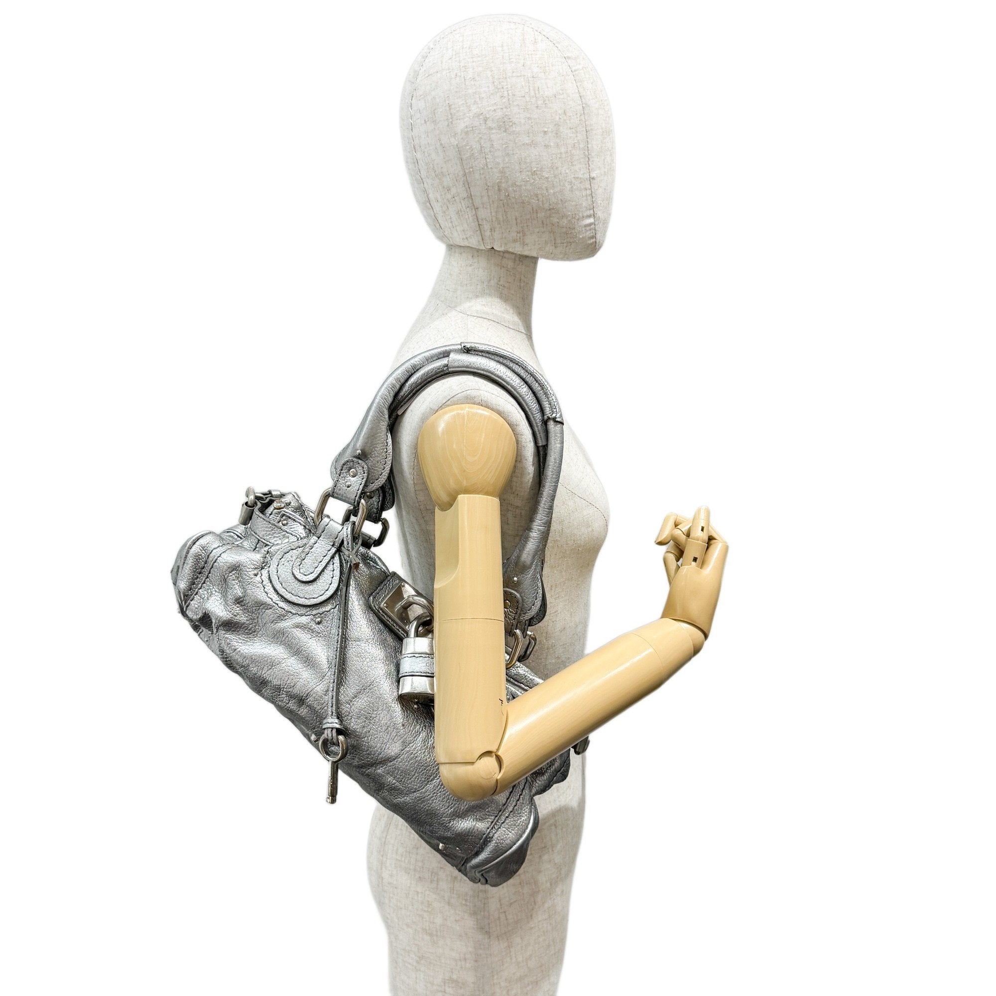 Paddington Silver Leather Shoulder Bag