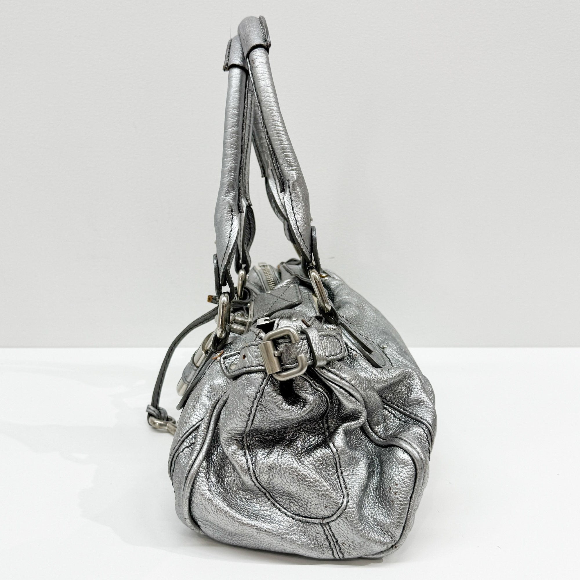 Paddington Silver Leather Shoulder Bag