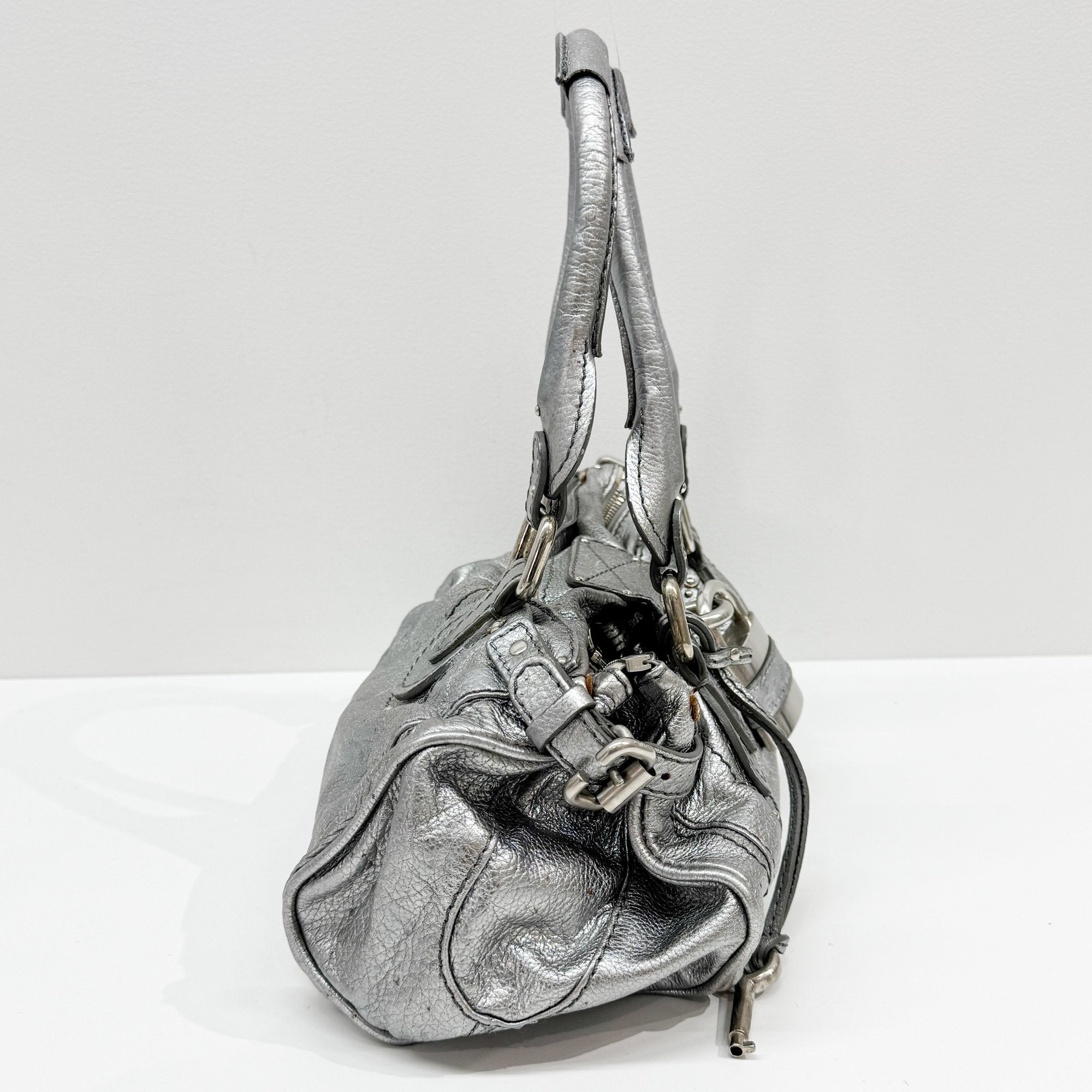 Paddington Silver Leather Shoulder Bag