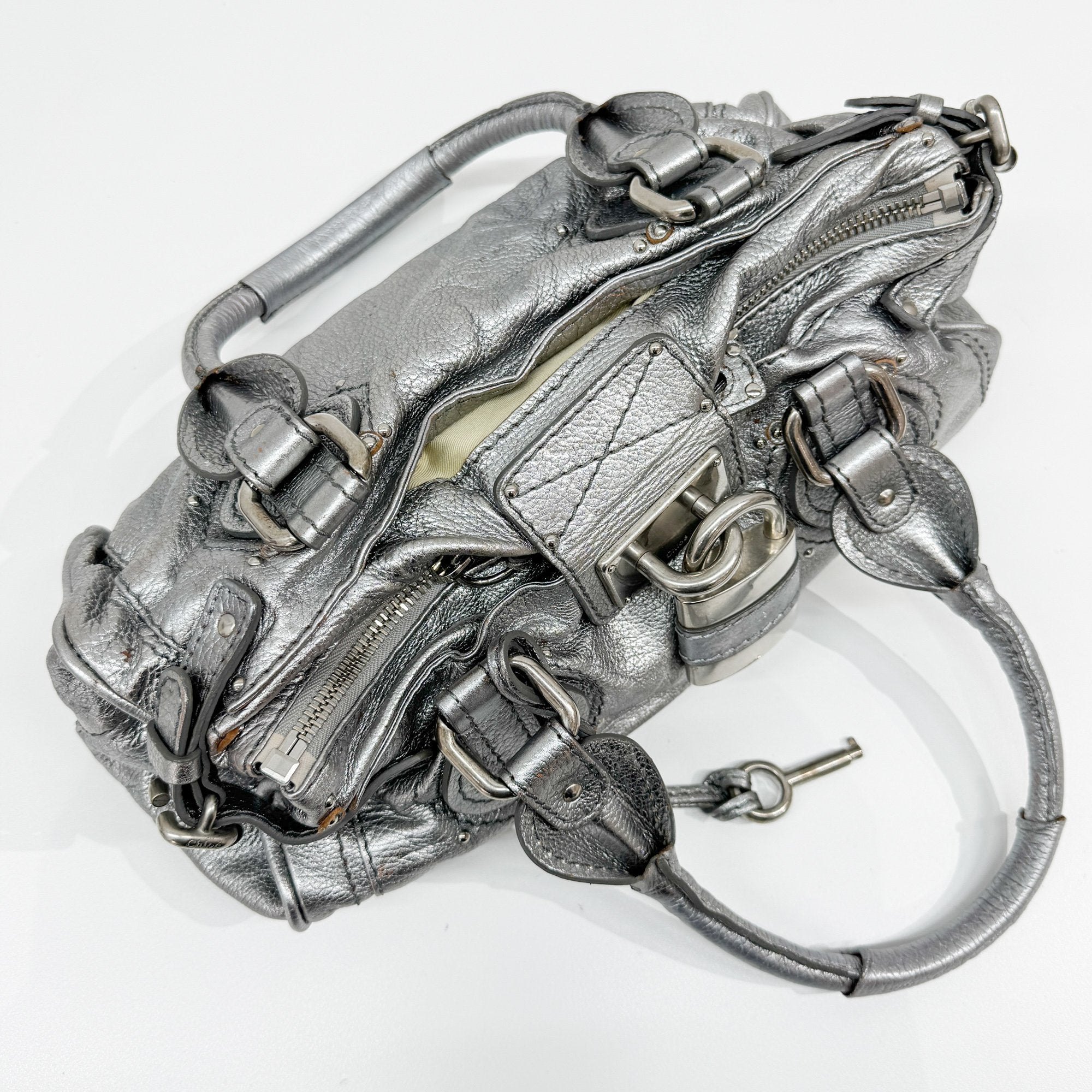 Paddington Silver Leather Shoulder Bag