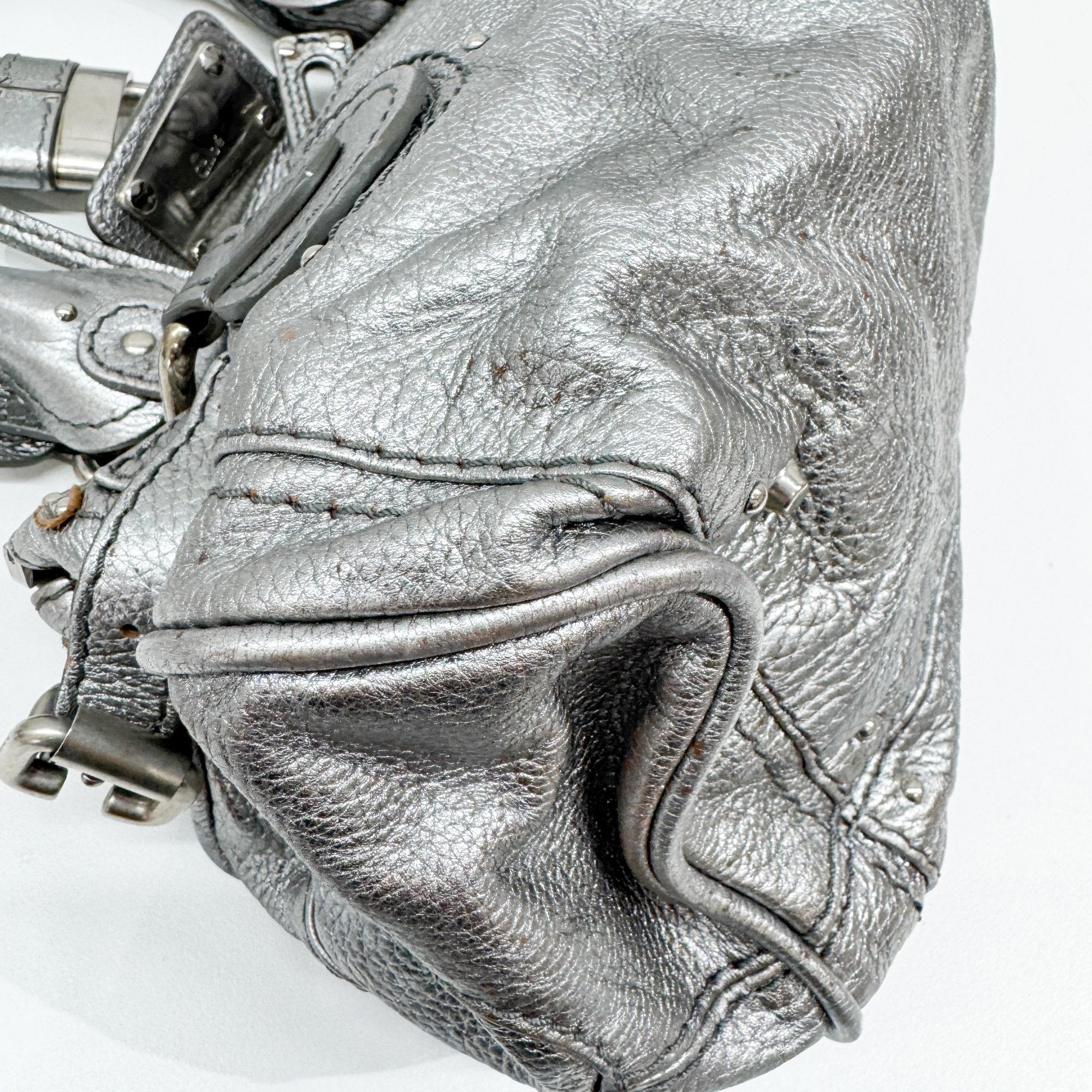 Paddington Silver Leather Shoulder Bag