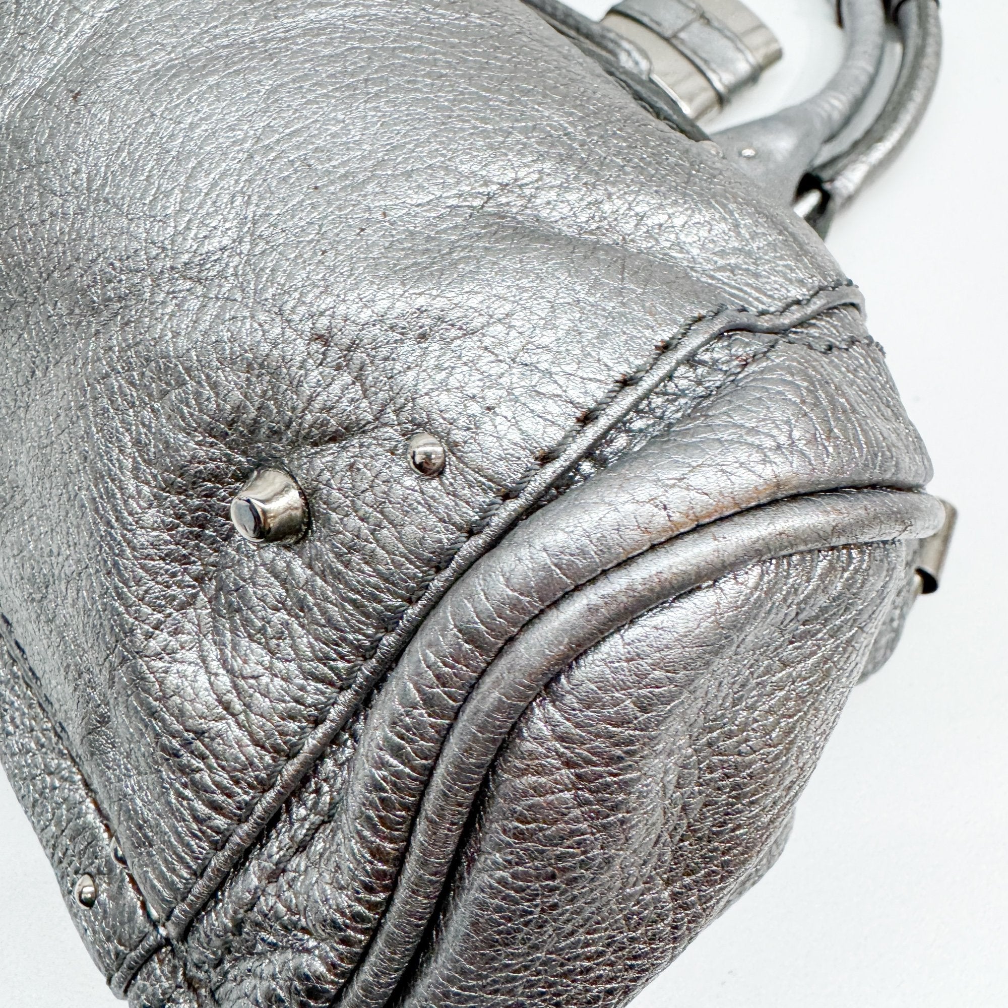 Paddington Silver Leather Shoulder Bag