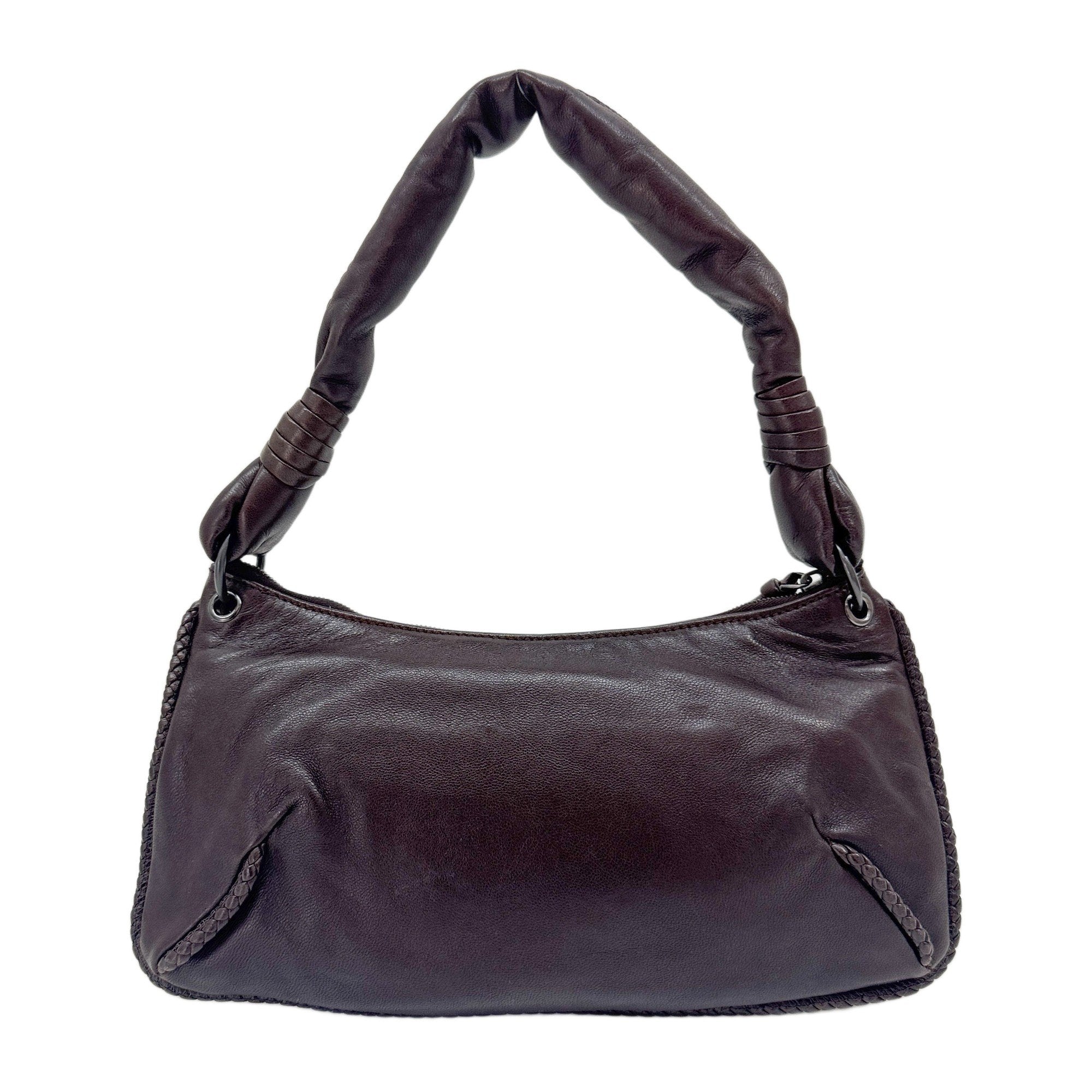 Intrecciato Brown Leather Shoulder Bag