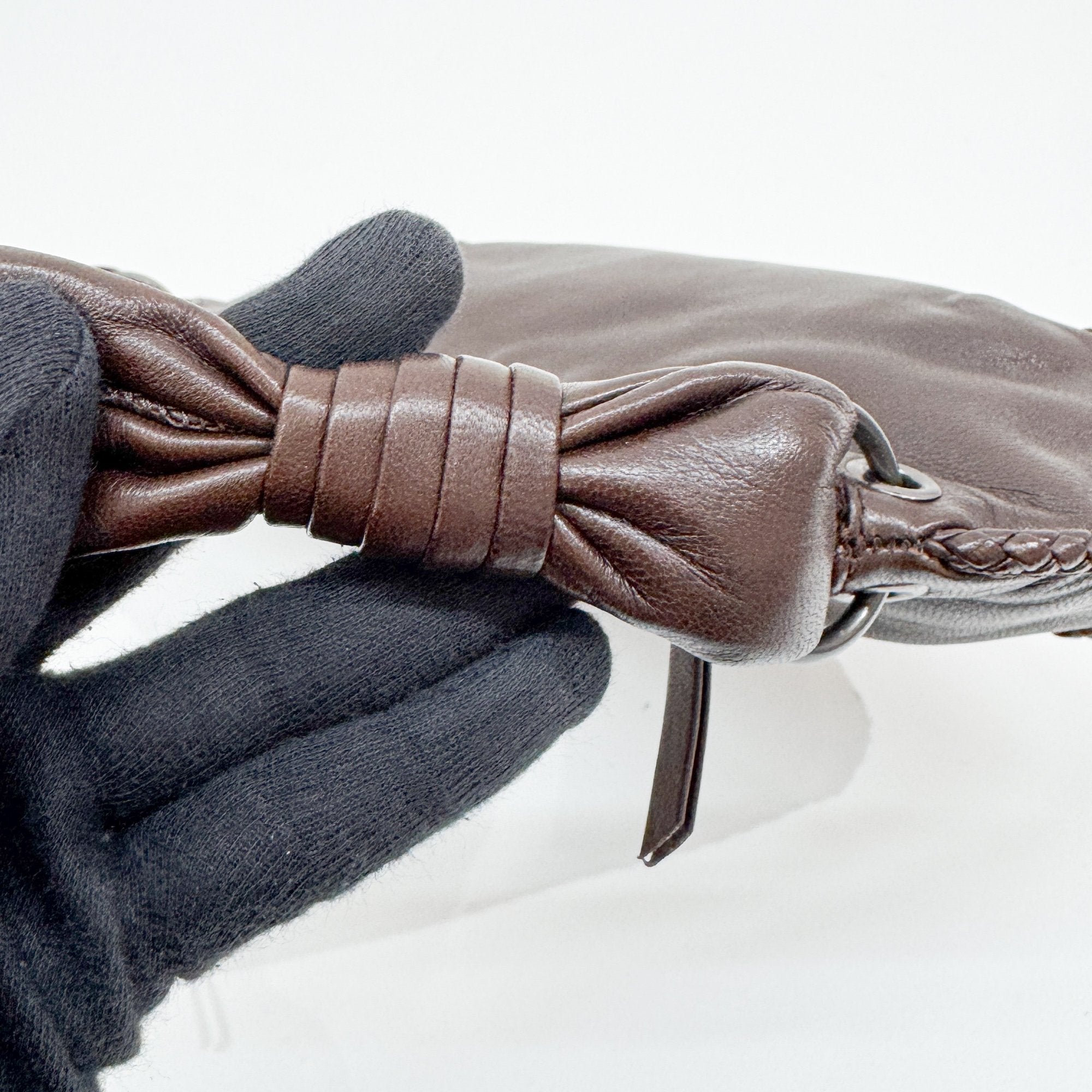 Intrecciato Brown Leather Shoulder Bag