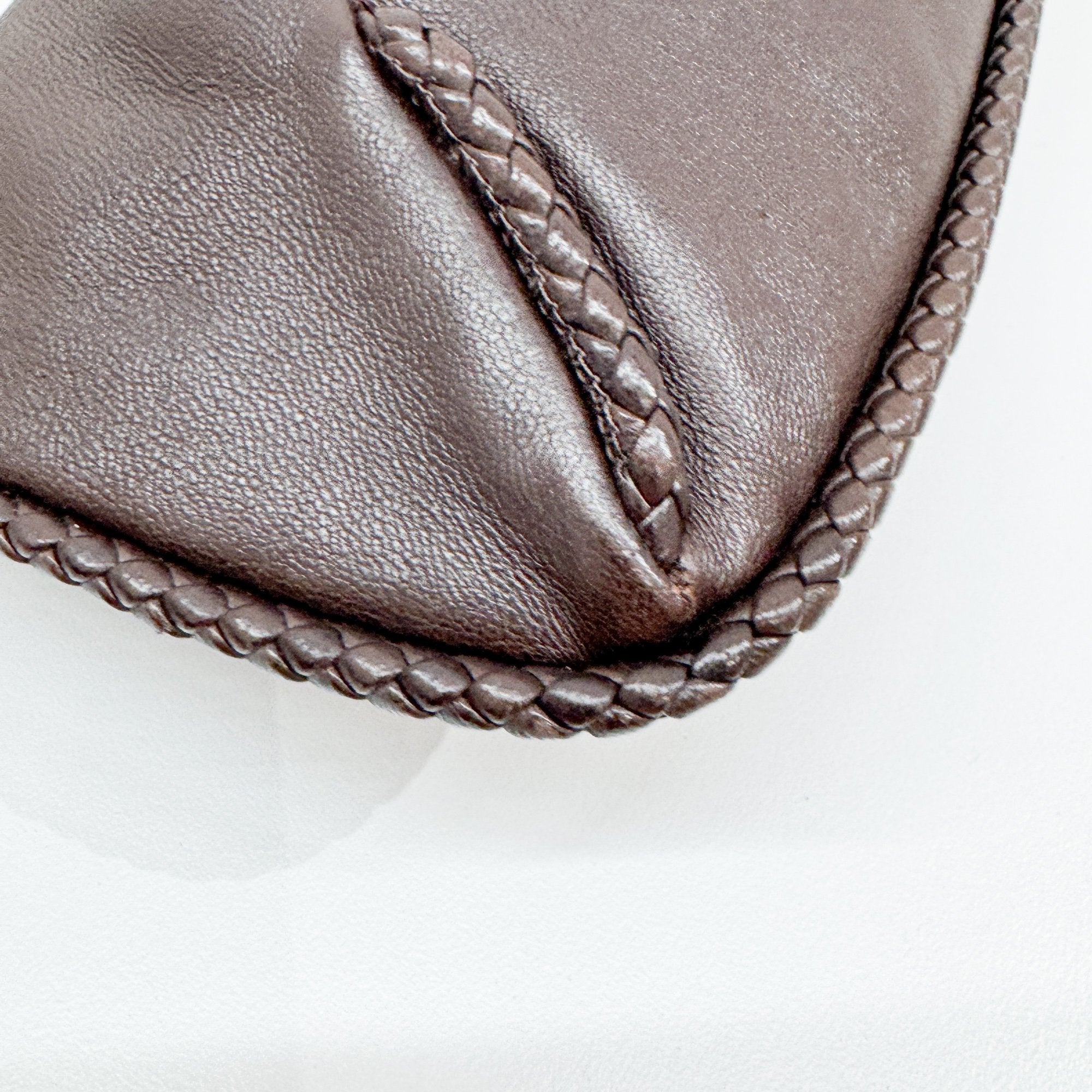 Intrecciato Brown Leather Shoulder Bag