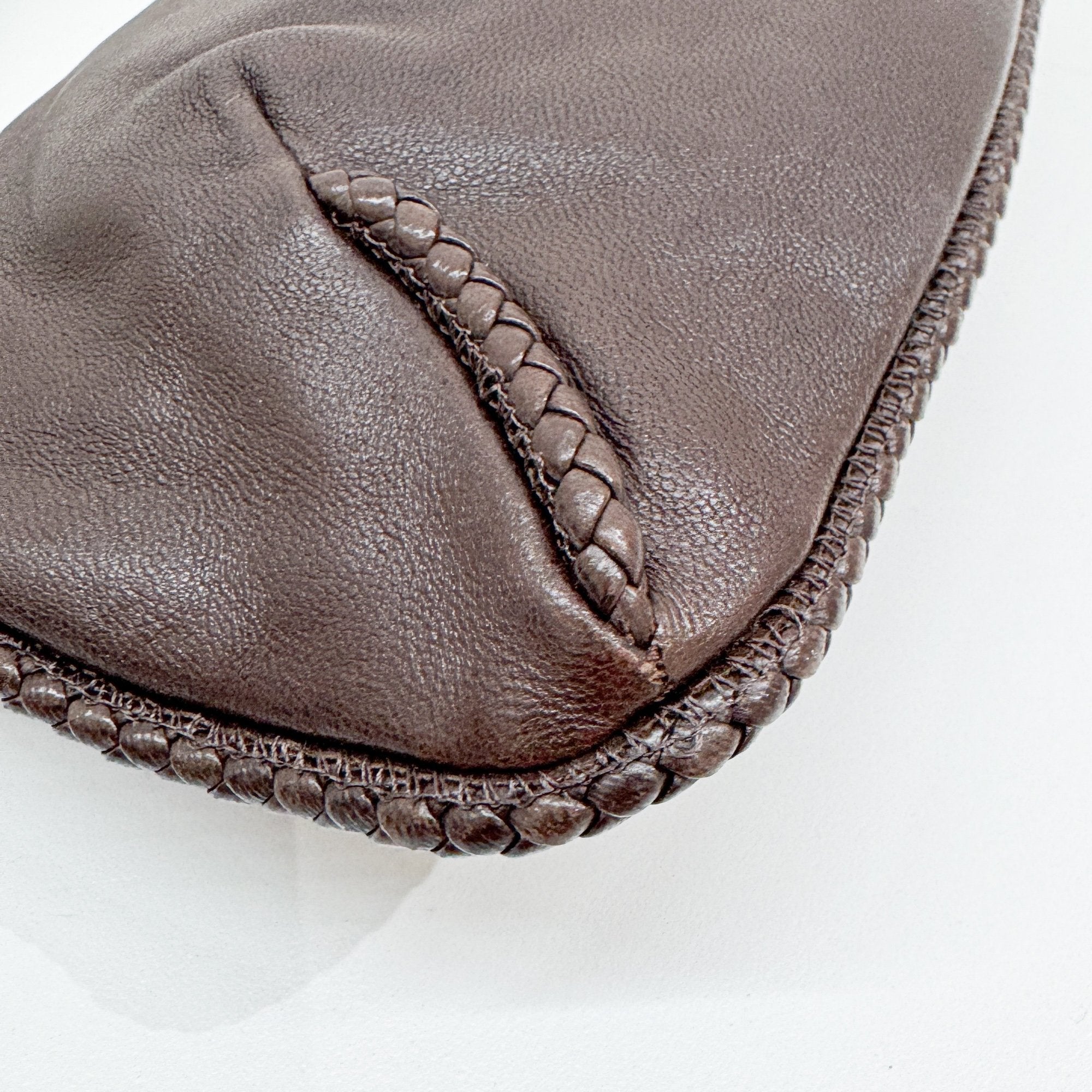 Intrecciato Brown Leather Shoulder Bag