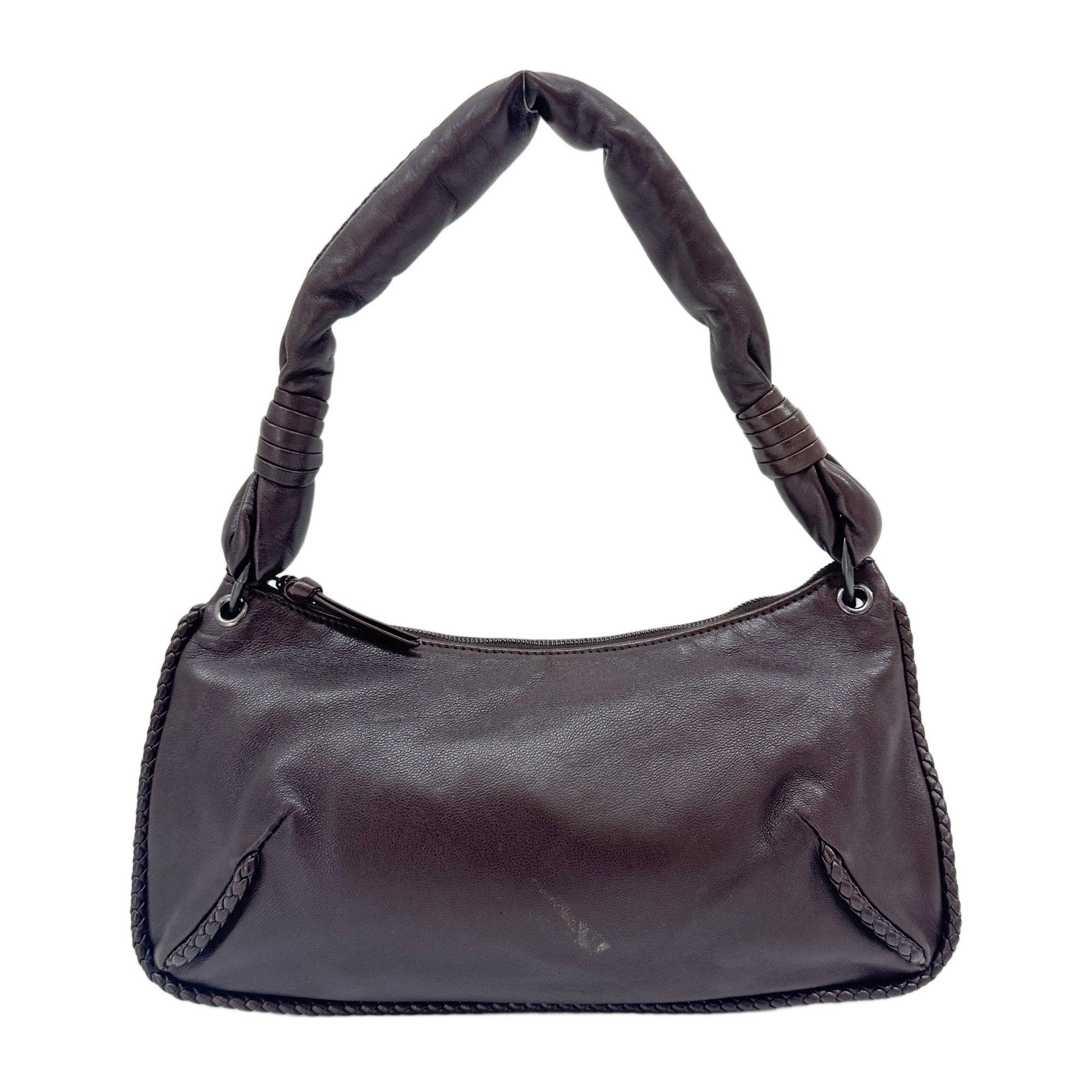 Intrecciato Brown Leather Shoulder Bag