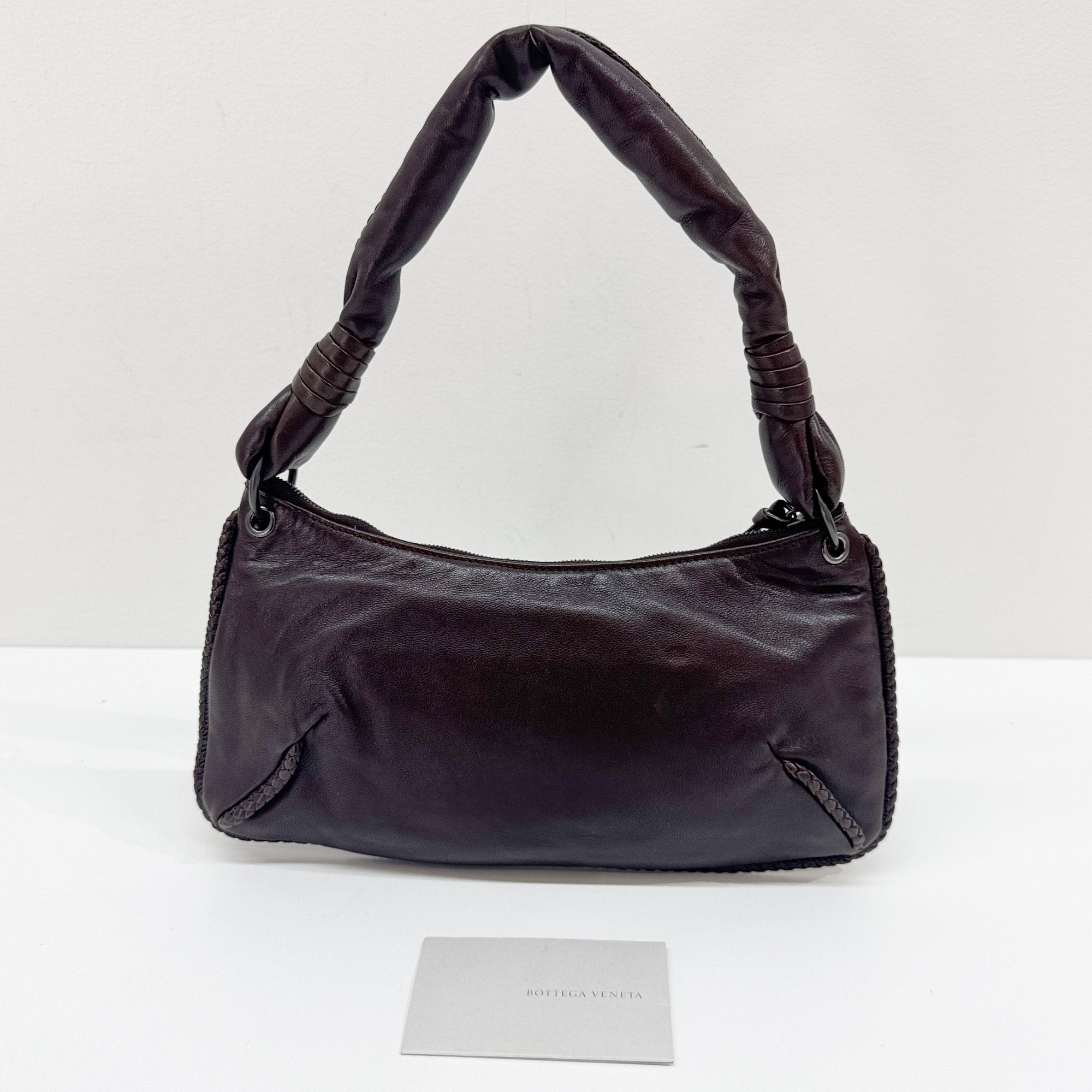 Intrecciato Brown Leather Shoulder Bag