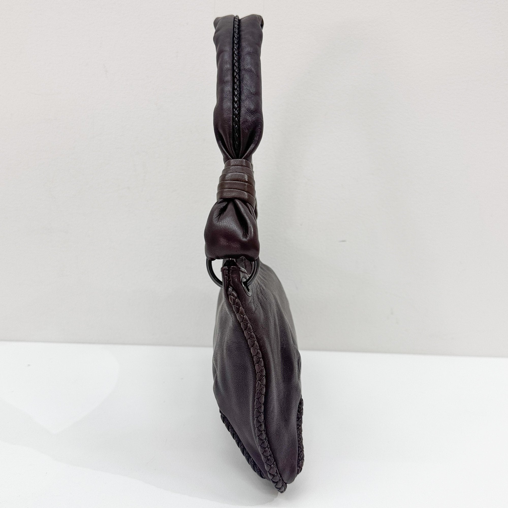 Intrecciato Brown Leather Shoulder Bag