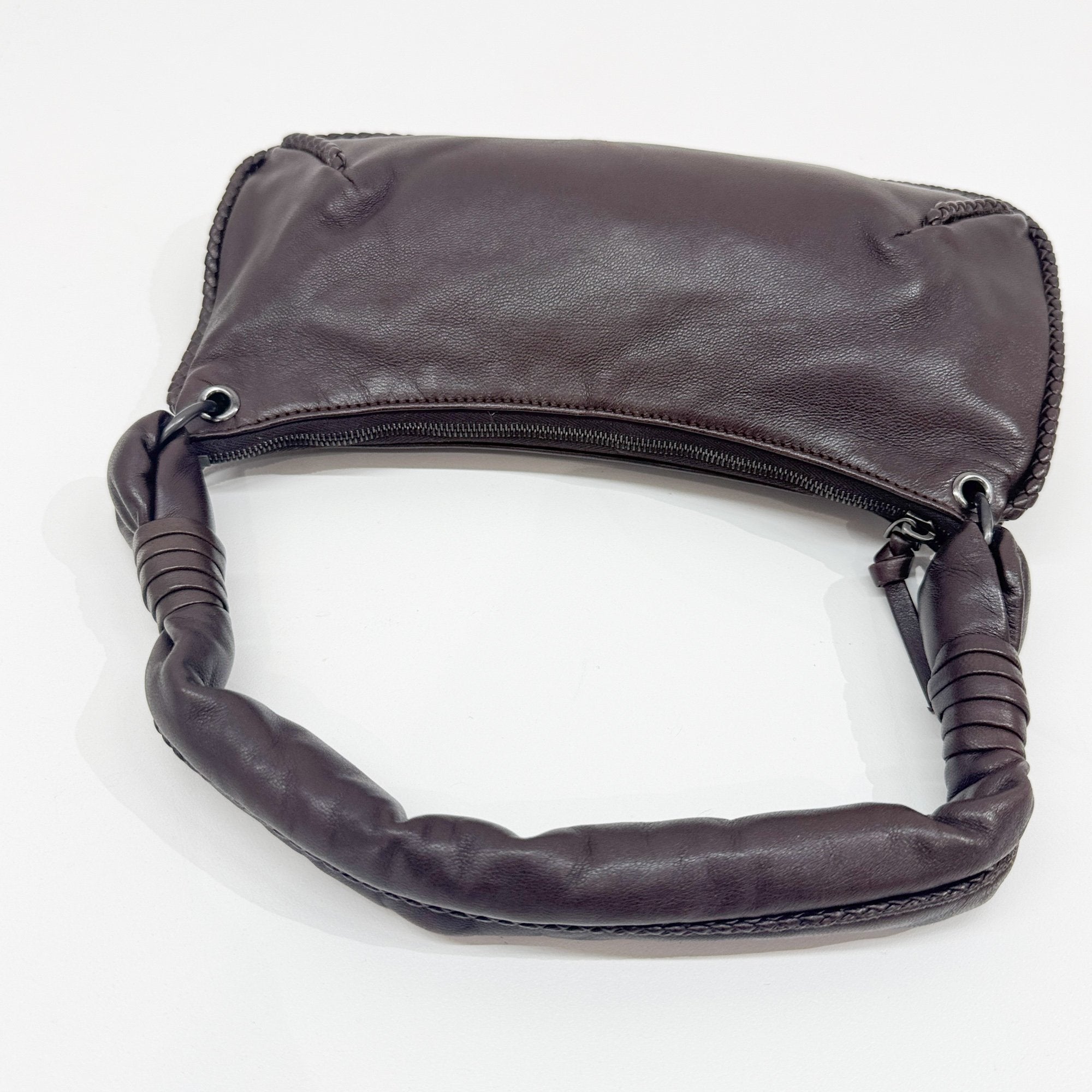 Intrecciato Brown Leather Shoulder Bag