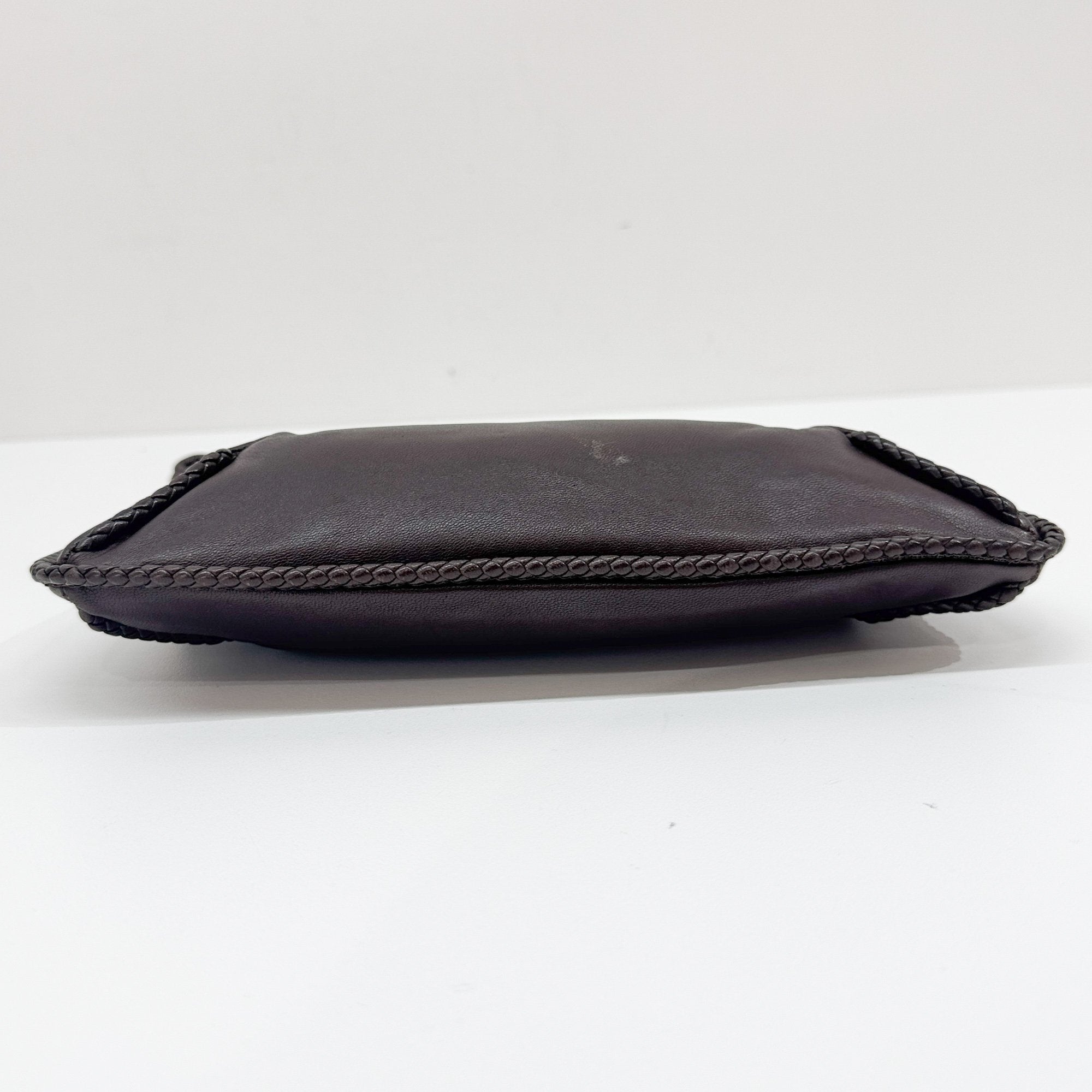Intrecciato Brown Leather Shoulder Bag