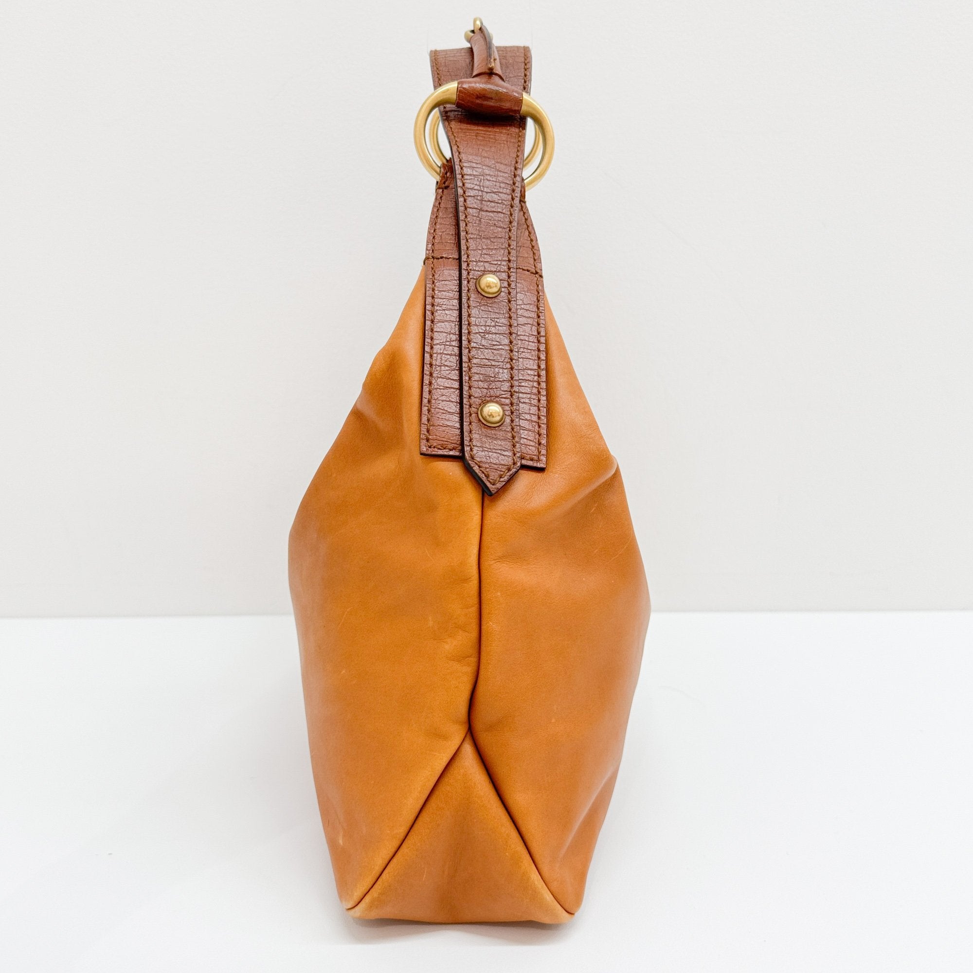Horsebit Brown Leather Shoulder Bag