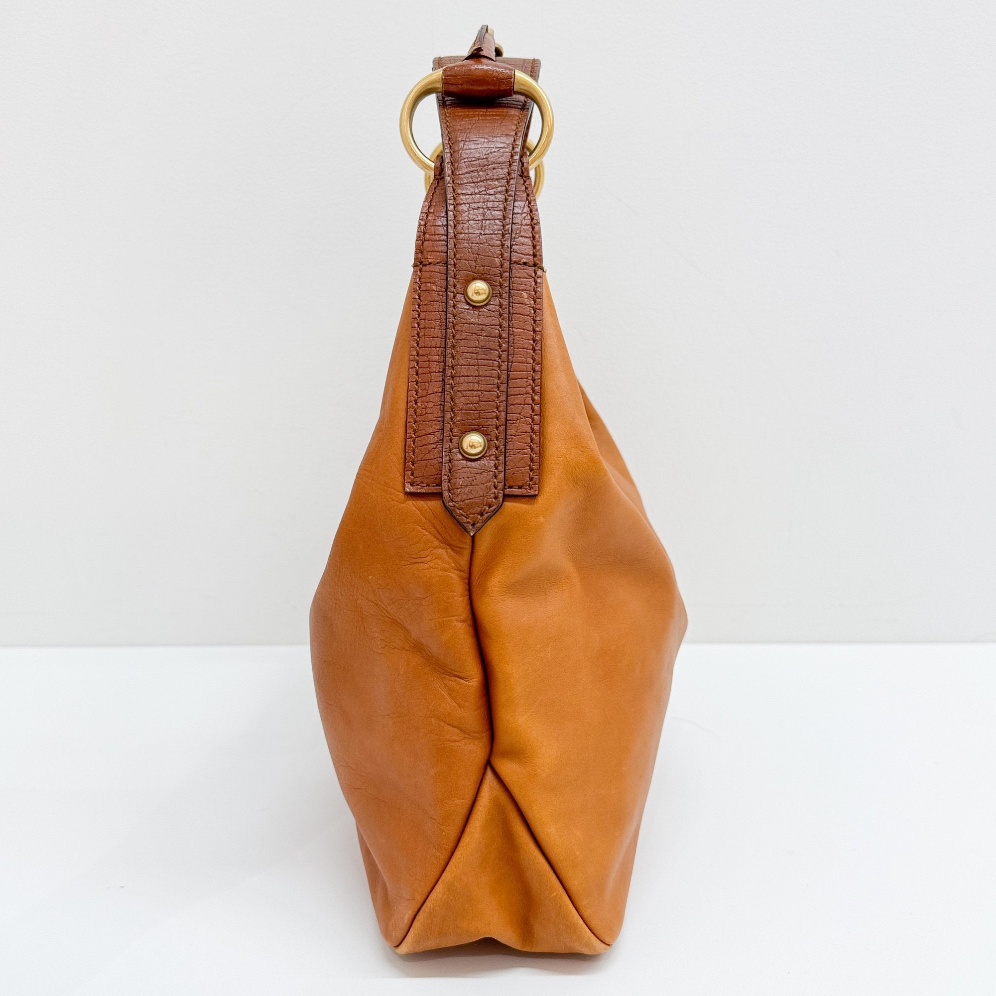 Horsebit Brown Leather Shoulder Bag