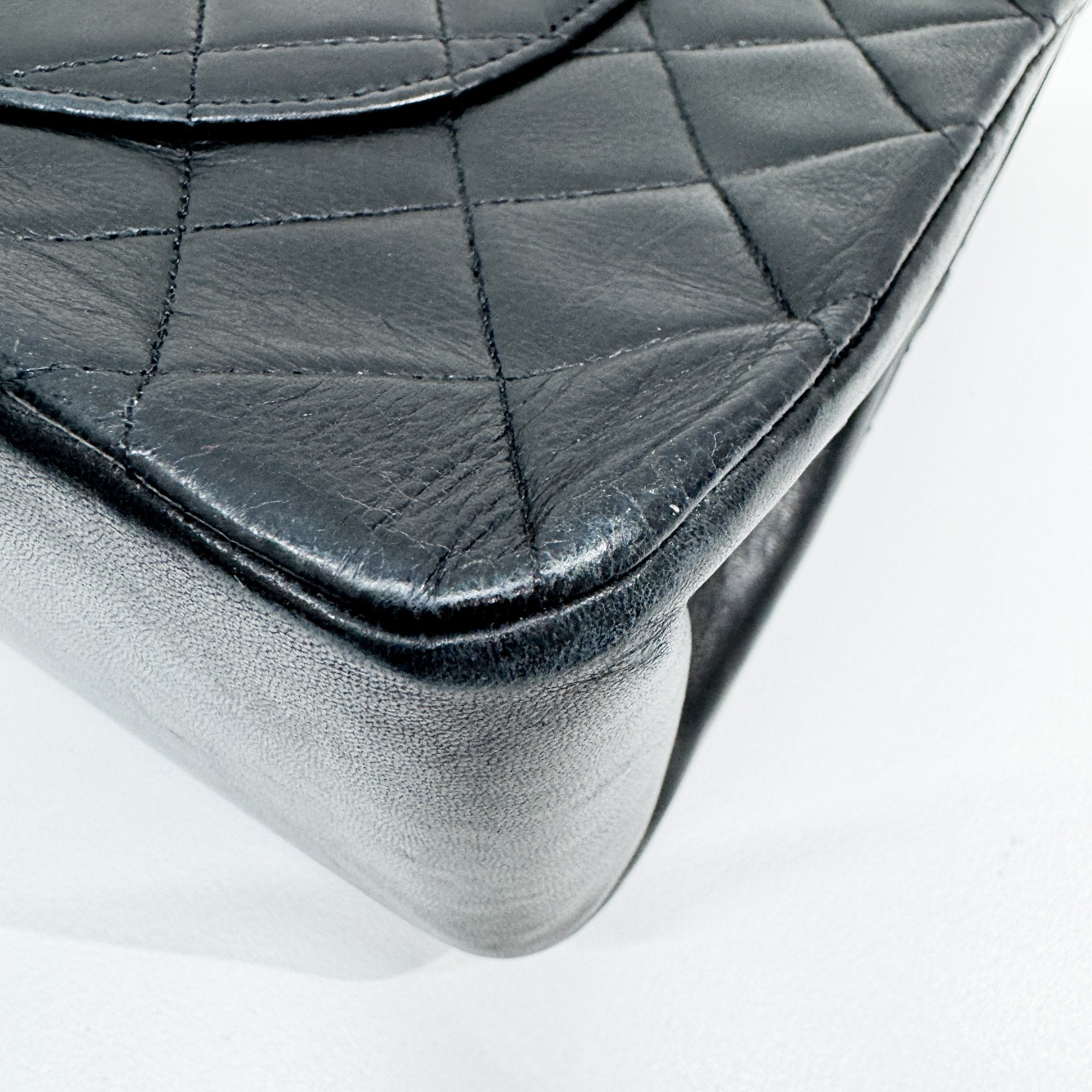 Classic Double Flap Matelasse Black Leather Shoulder Bag