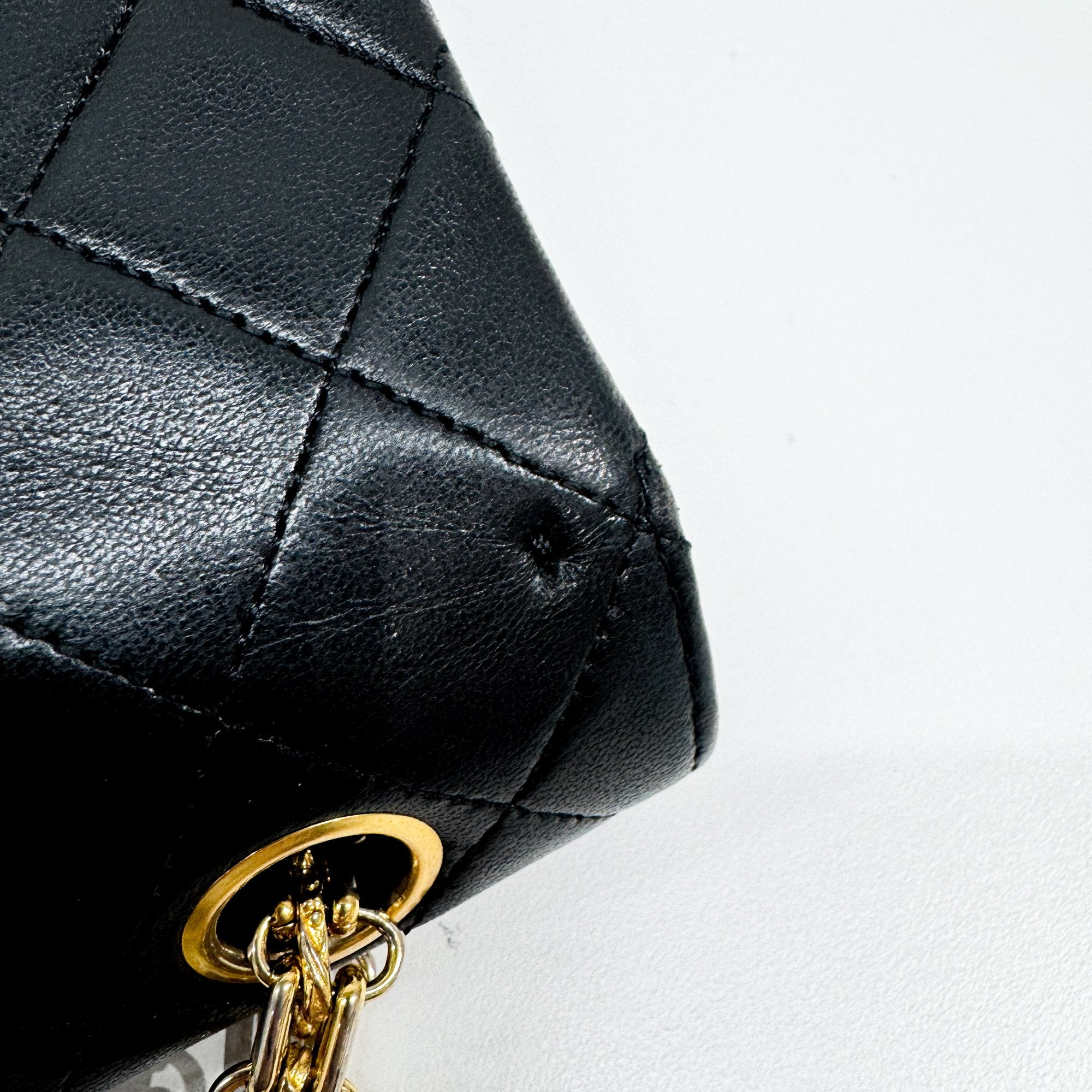 Classic Double Flap Matelasse Black Leather Shoulder Bag