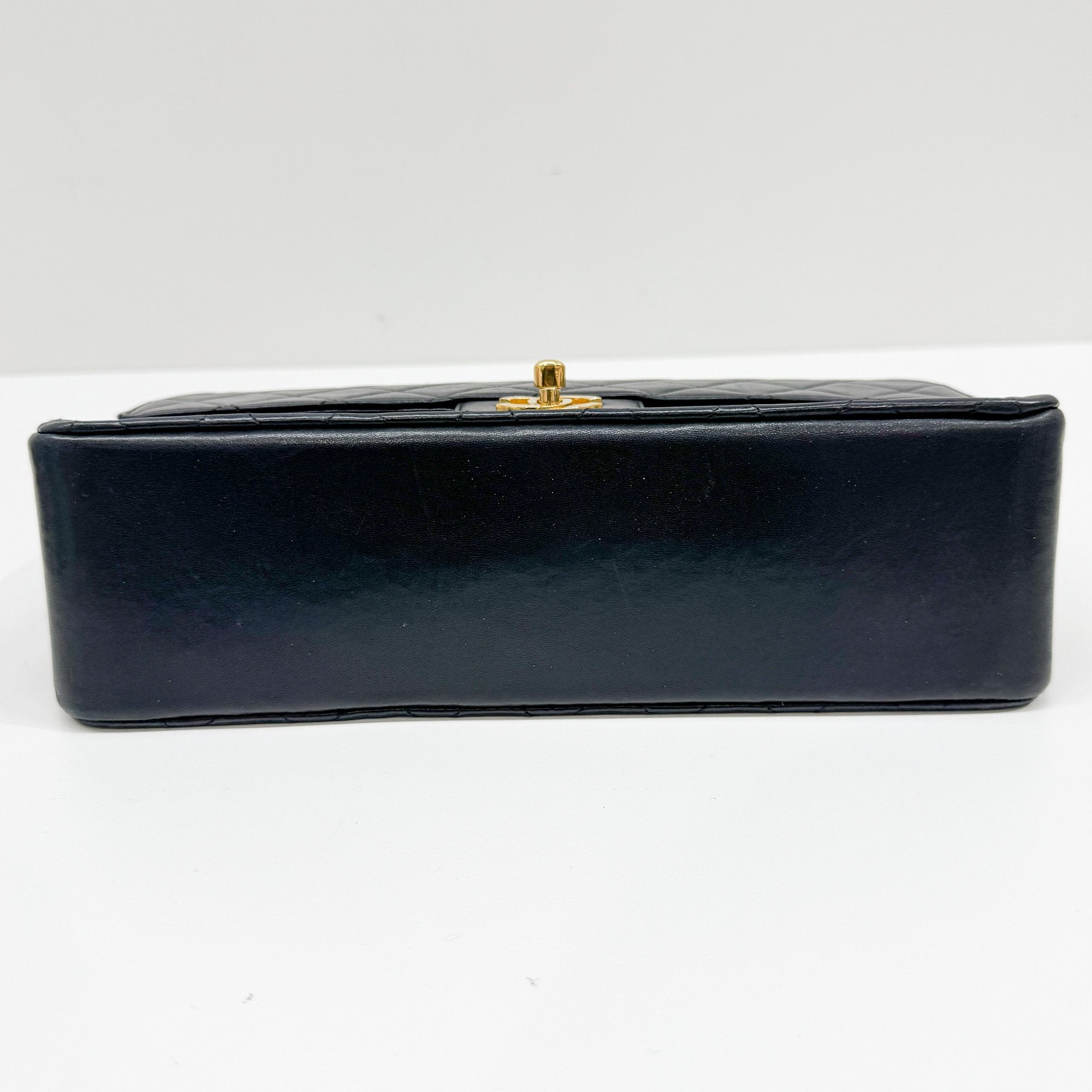 Classic Double Flap Matelasse Black Leather Shoulder Bag