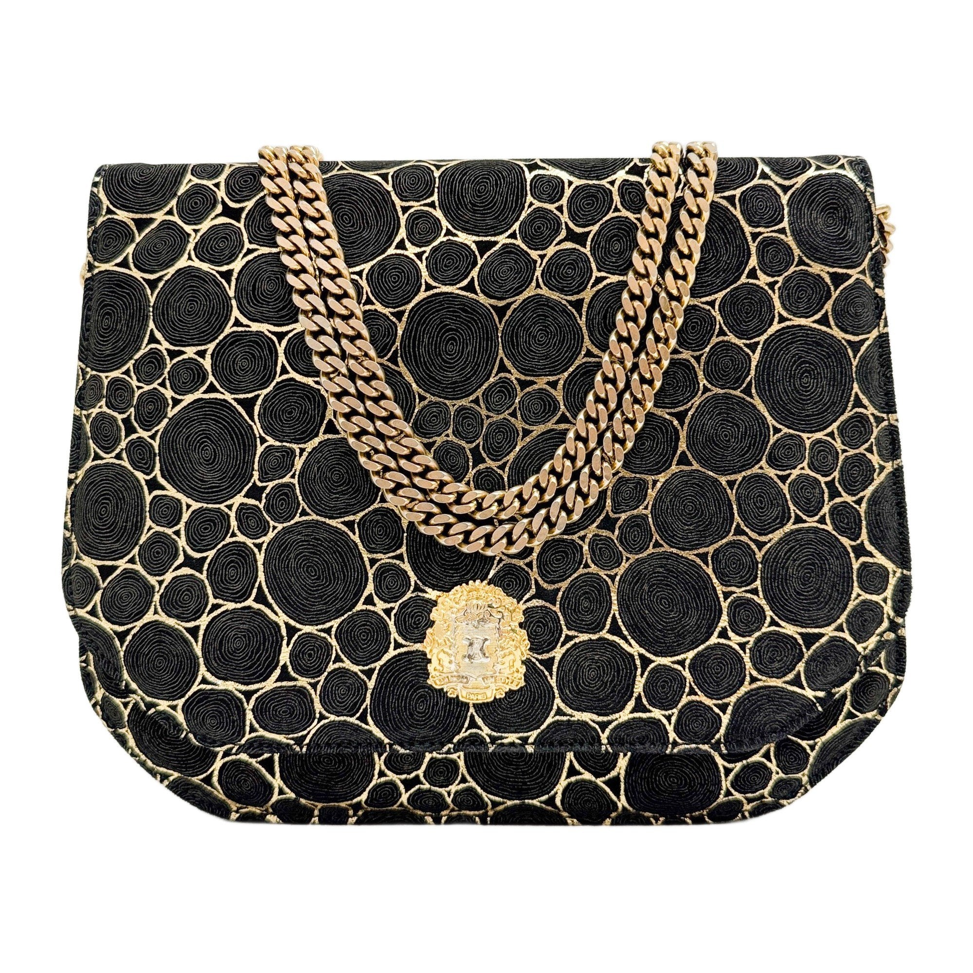 Black & Gold Wood Grain Canvas Shoulder Bag