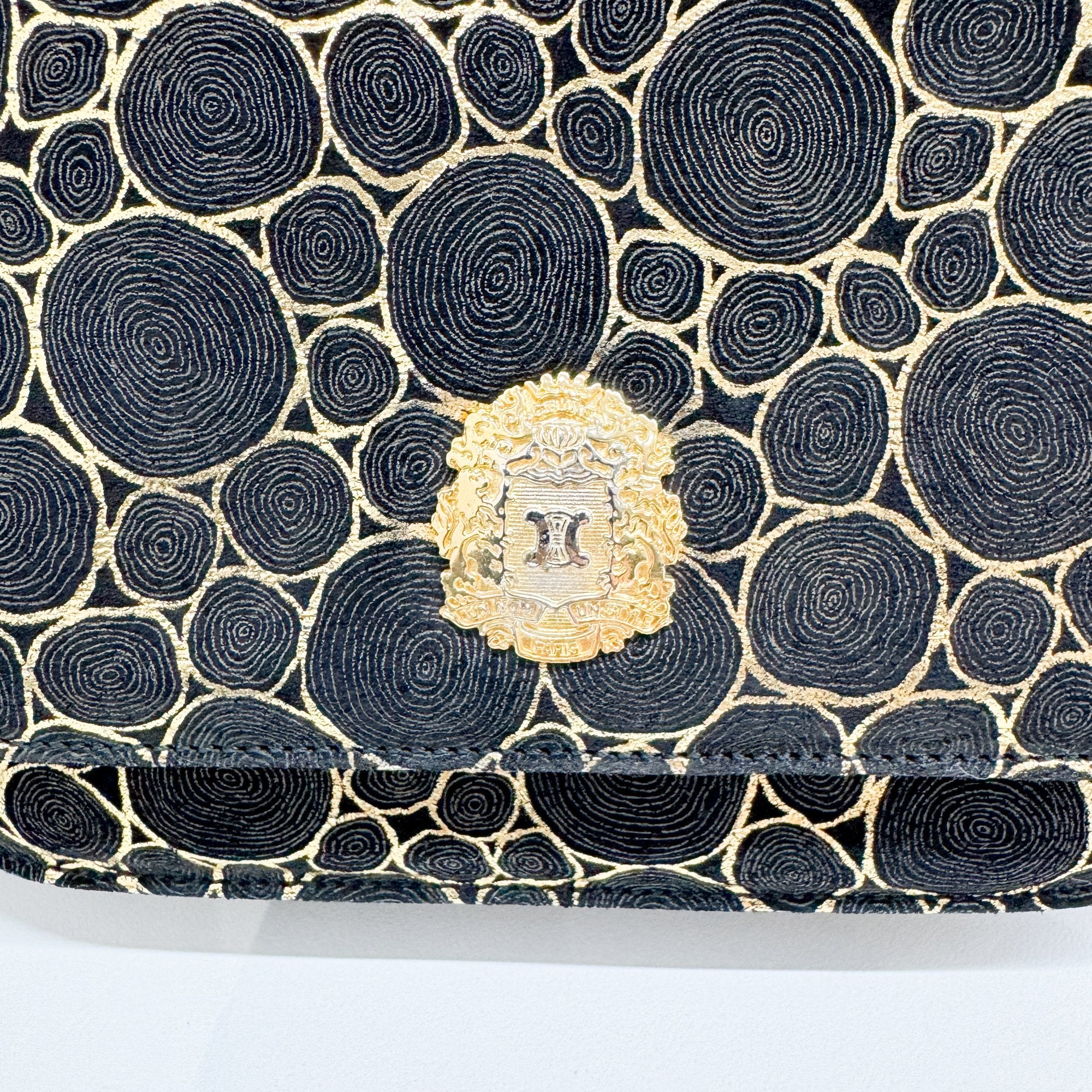 Black & Gold Wood Grain Canvas Shoulder Bag