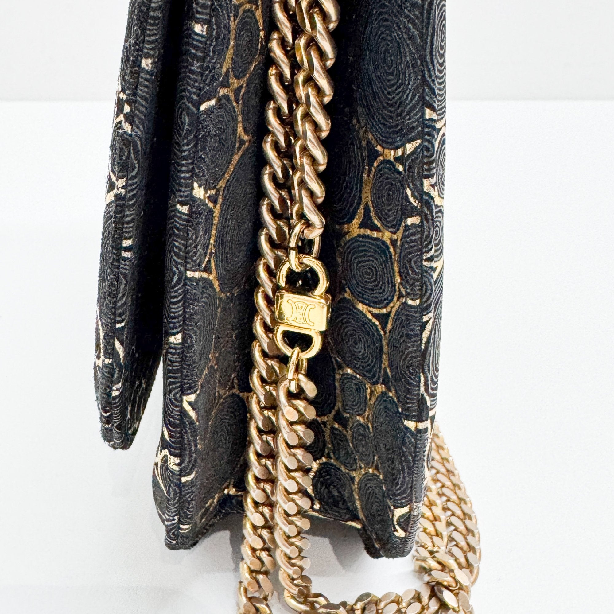 Black & Gold Wood Grain Canvas Shoulder Bag