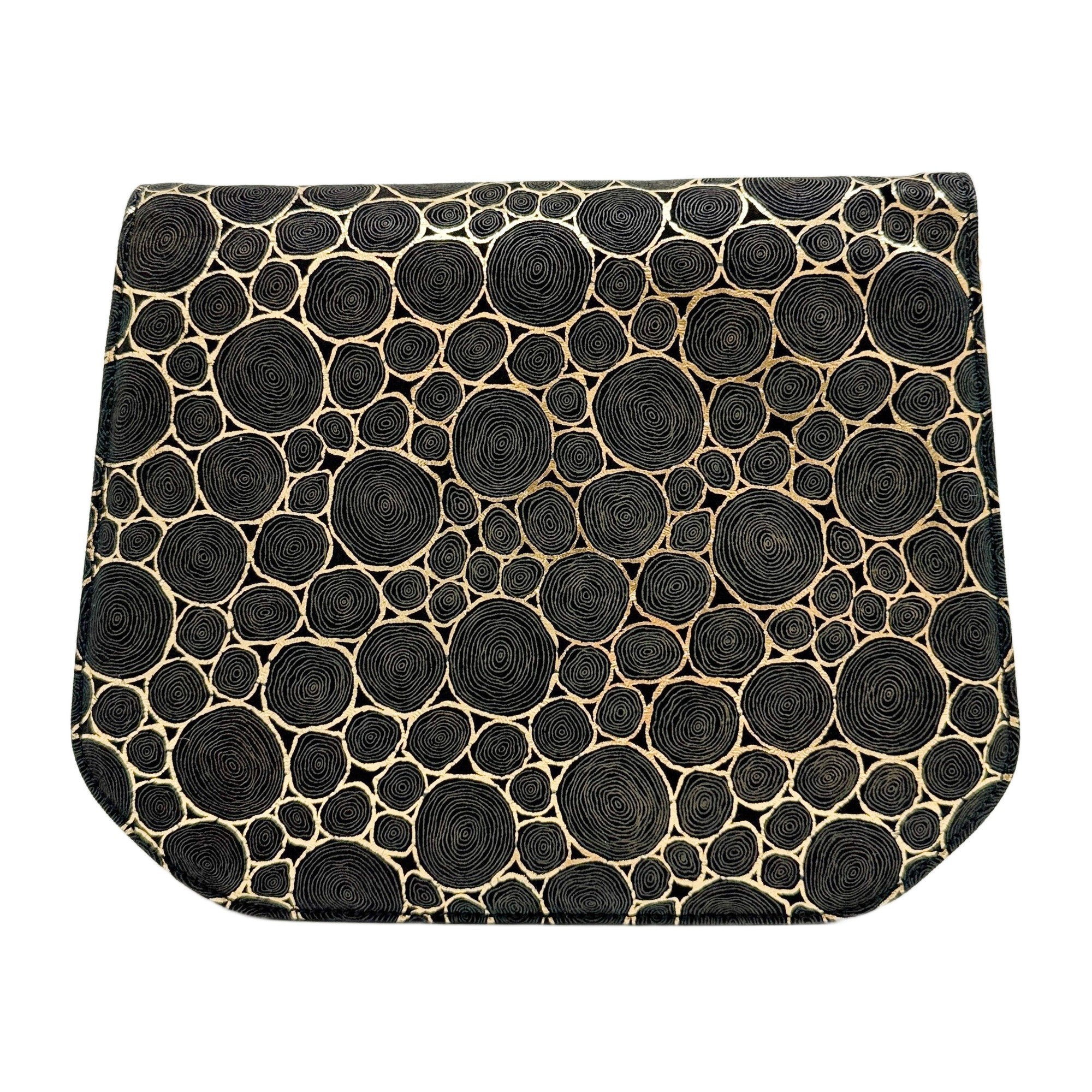 Black & Gold Wood Grain Canvas Shoulder Bag