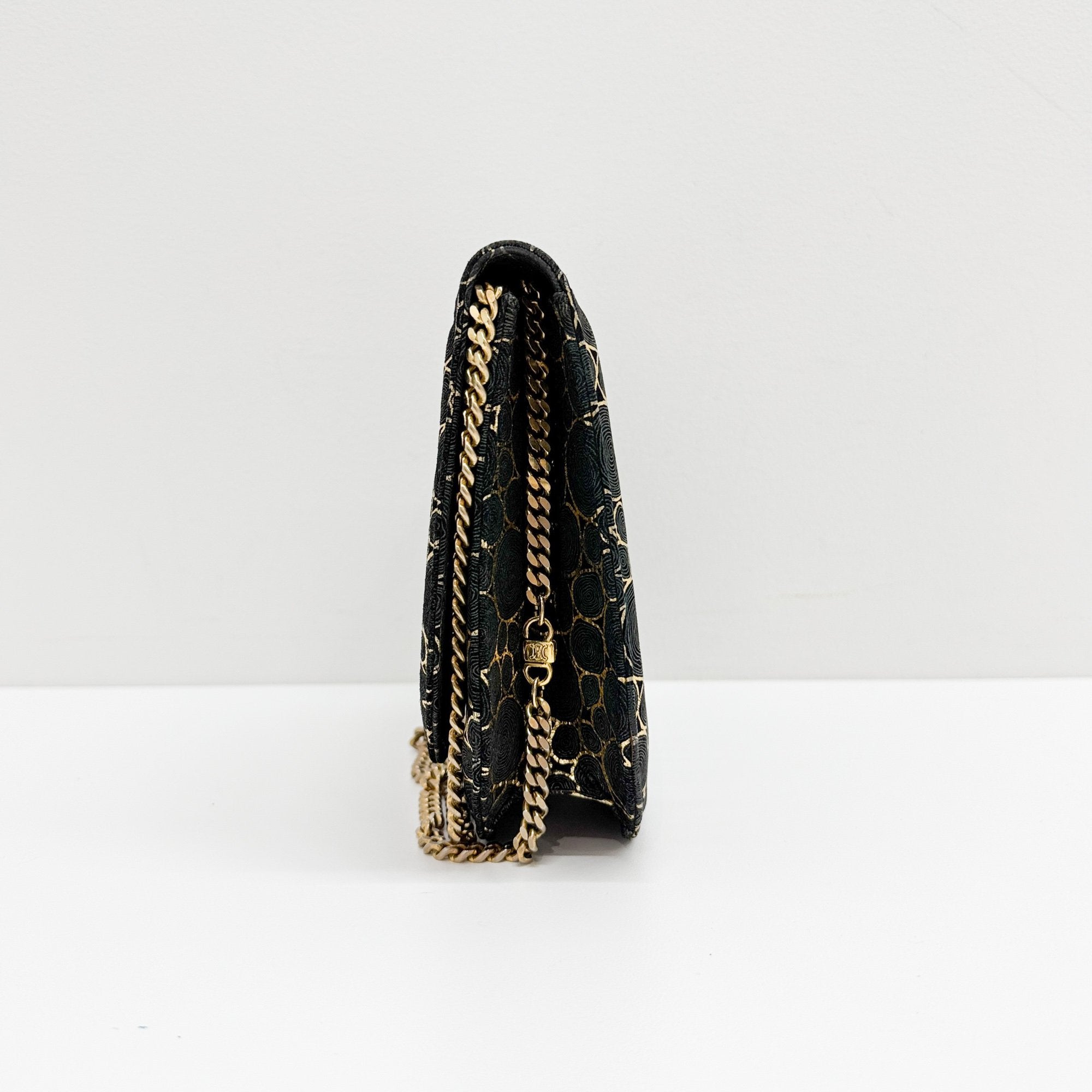 Black & Gold Wood Grain Canvas Shoulder Bag