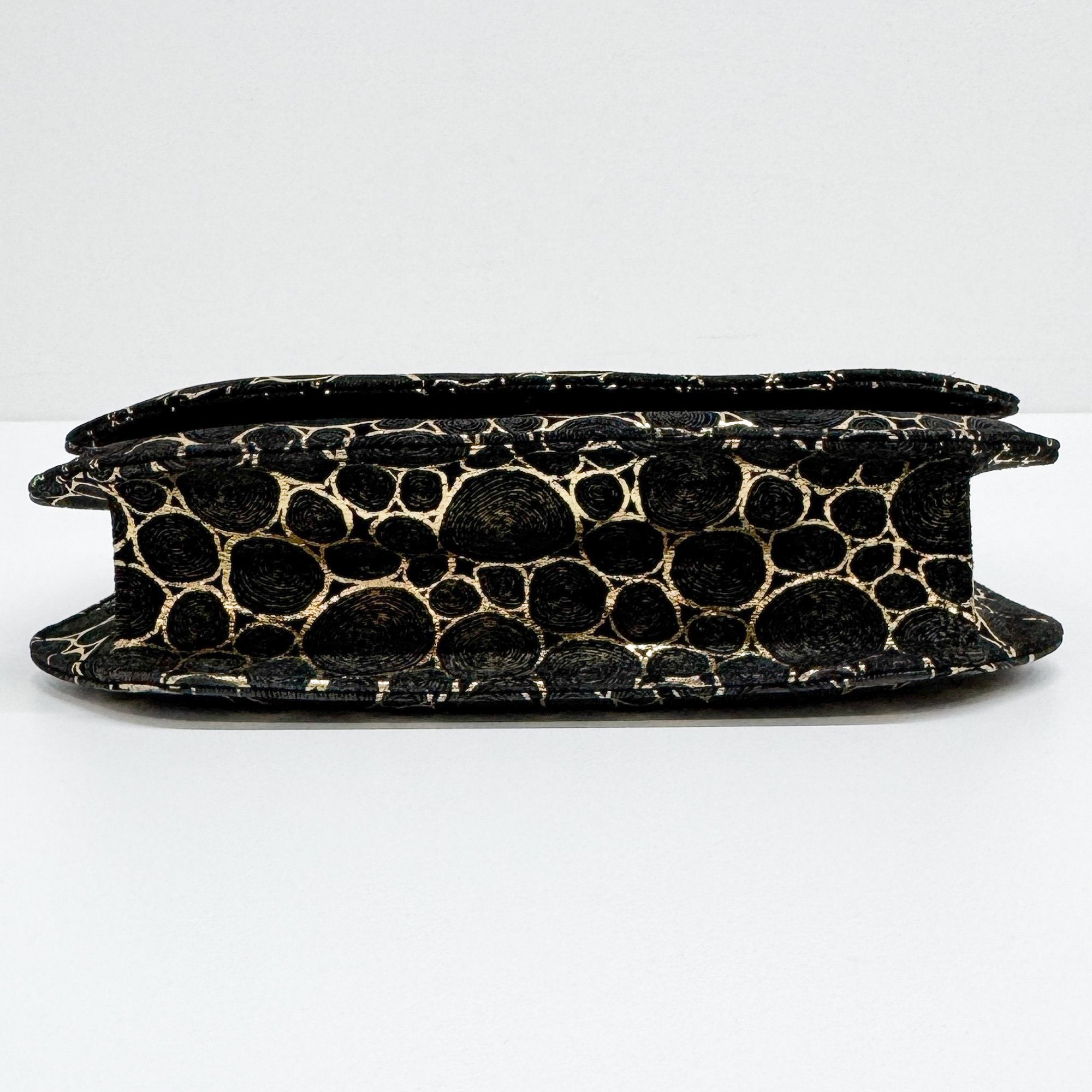 Black & Gold Wood Grain Canvas Shoulder Bag