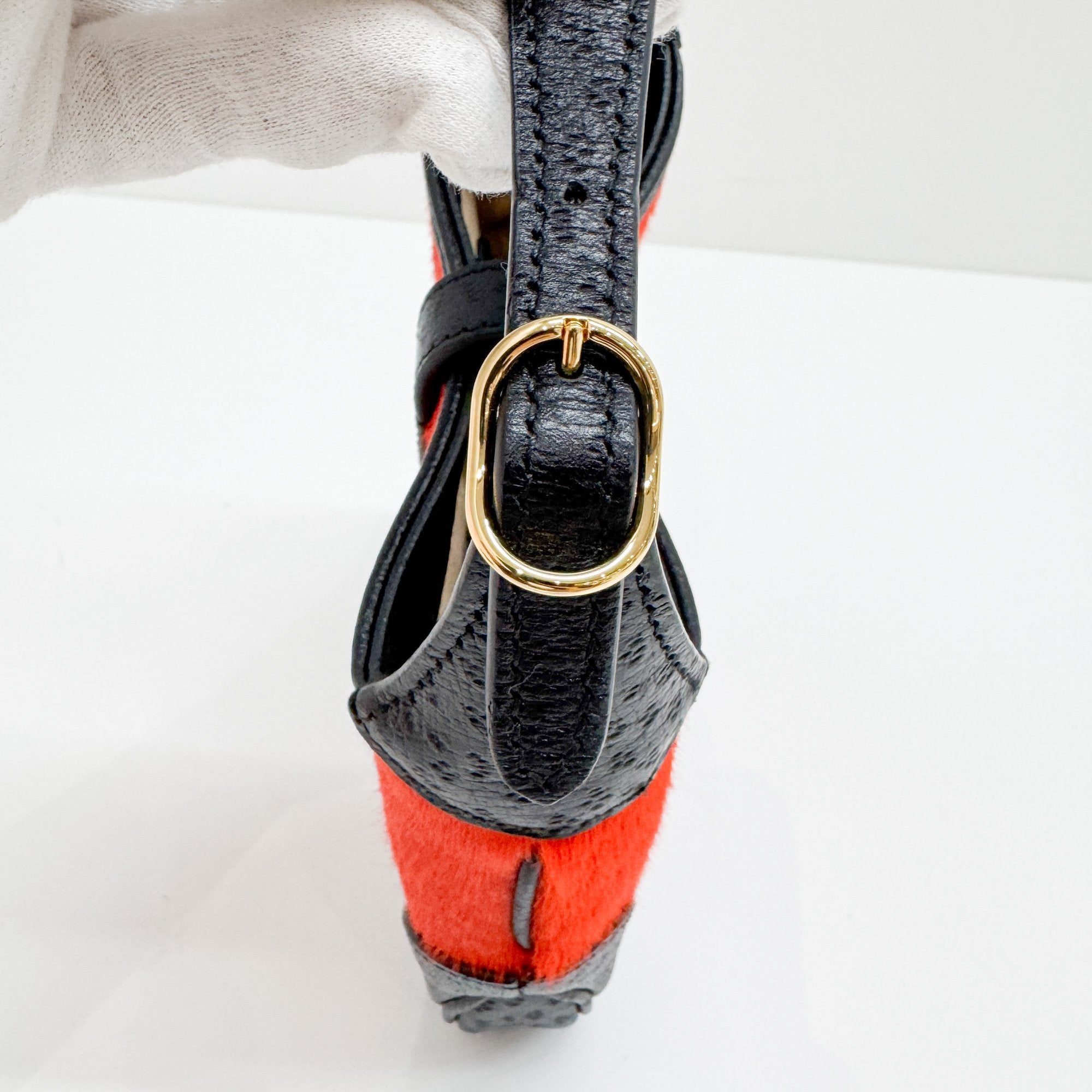 Mini Jackie Orange Pony Hair Two Way Bag