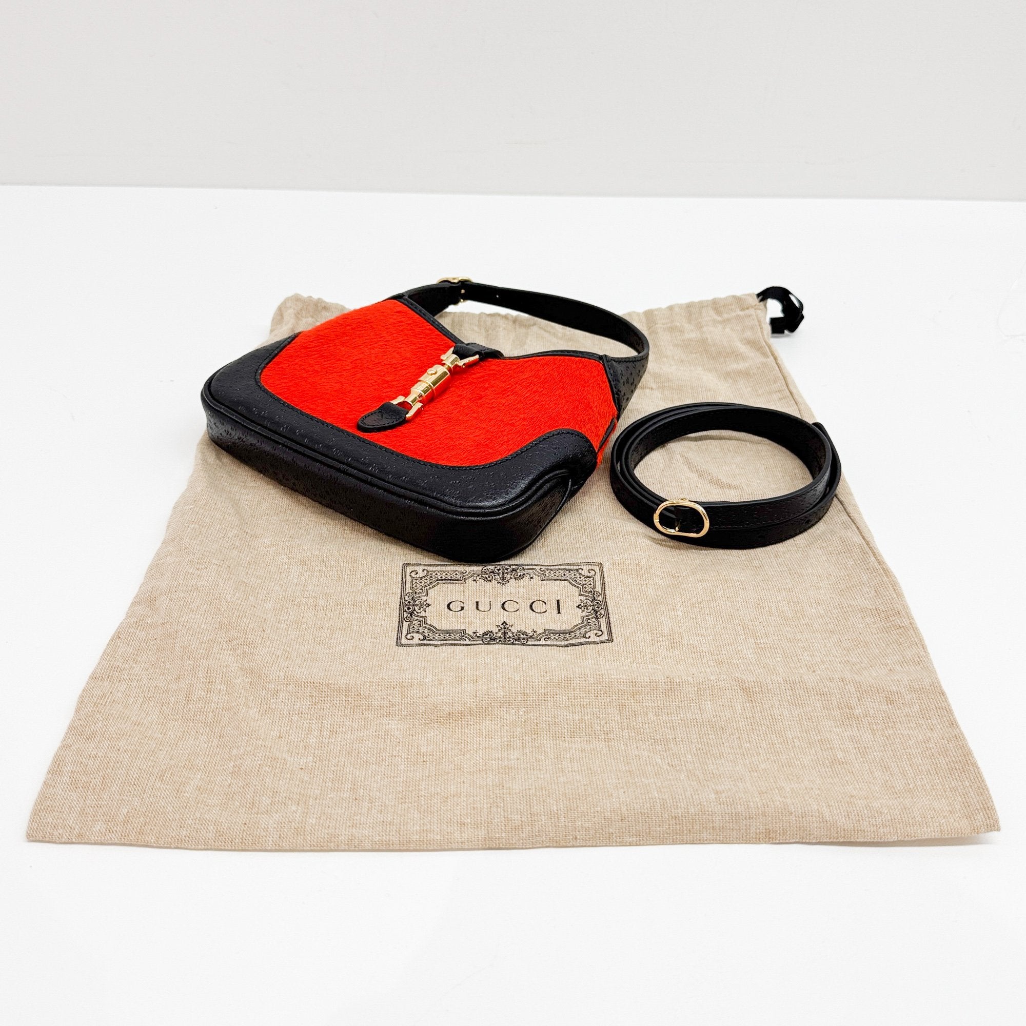 Mini Jackie Orange Pony Hair Two Way Bag