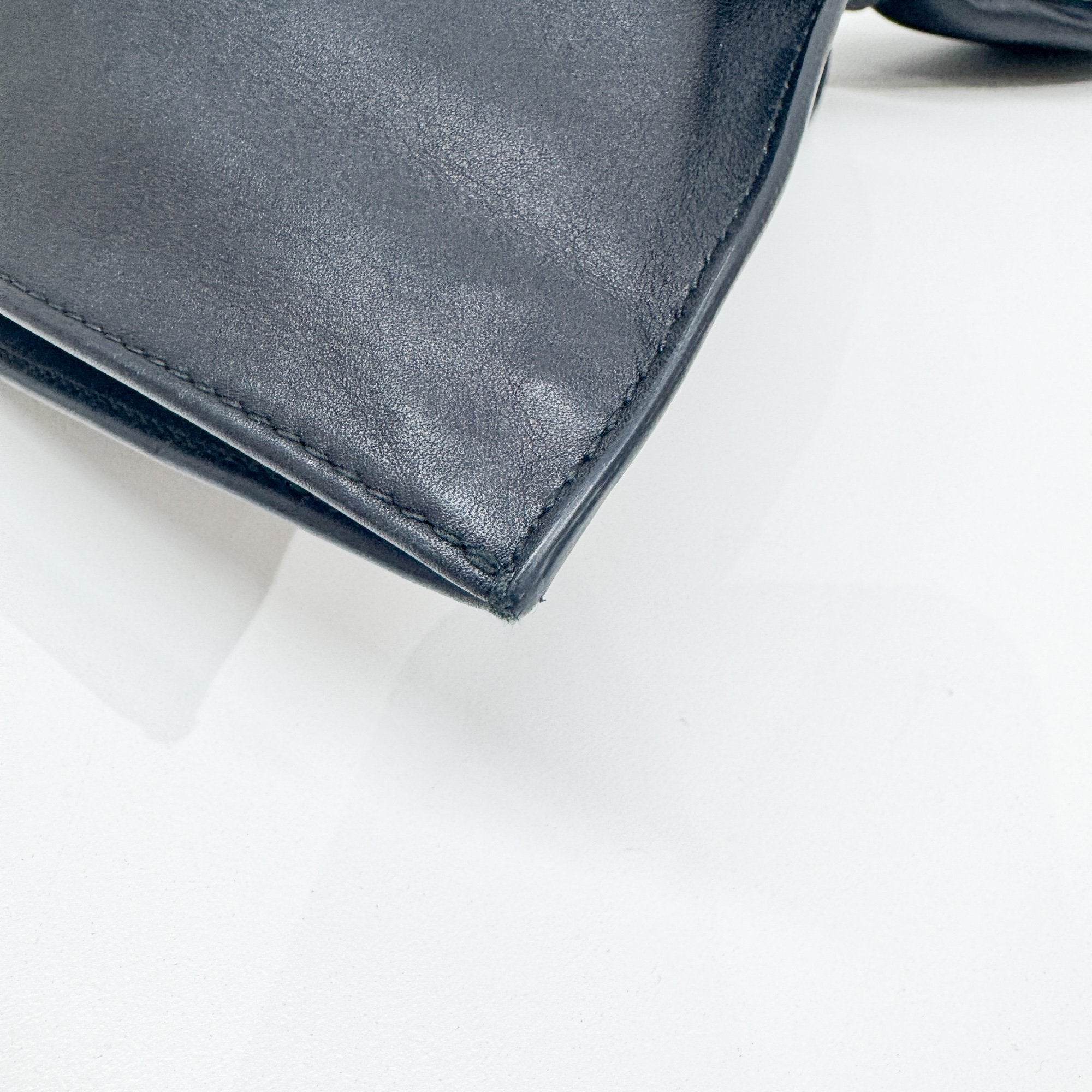 Mini Twist Black Leather Hand Bag