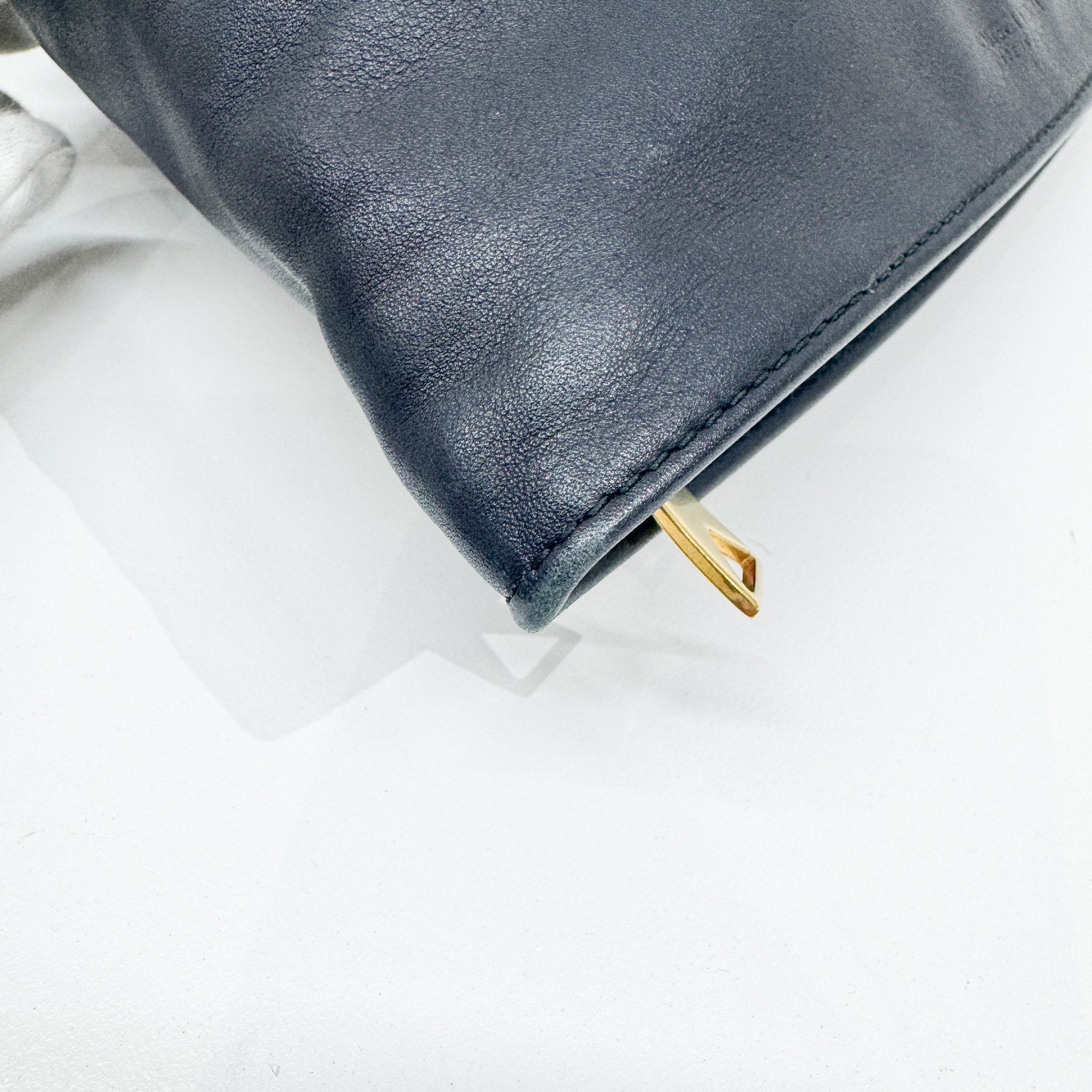 Mini Twist Black Leather Hand Bag