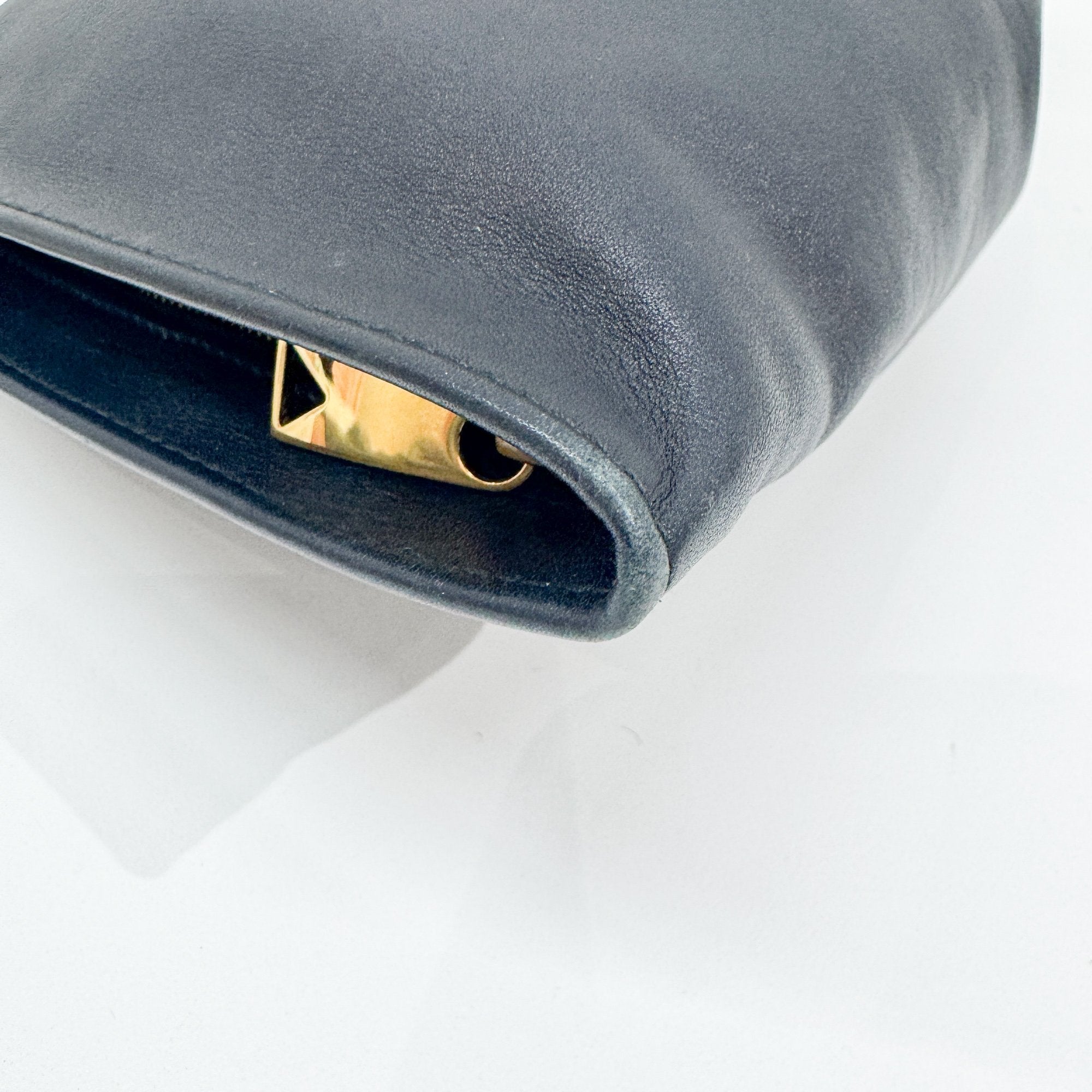 Mini Twist Black Leather Hand Bag