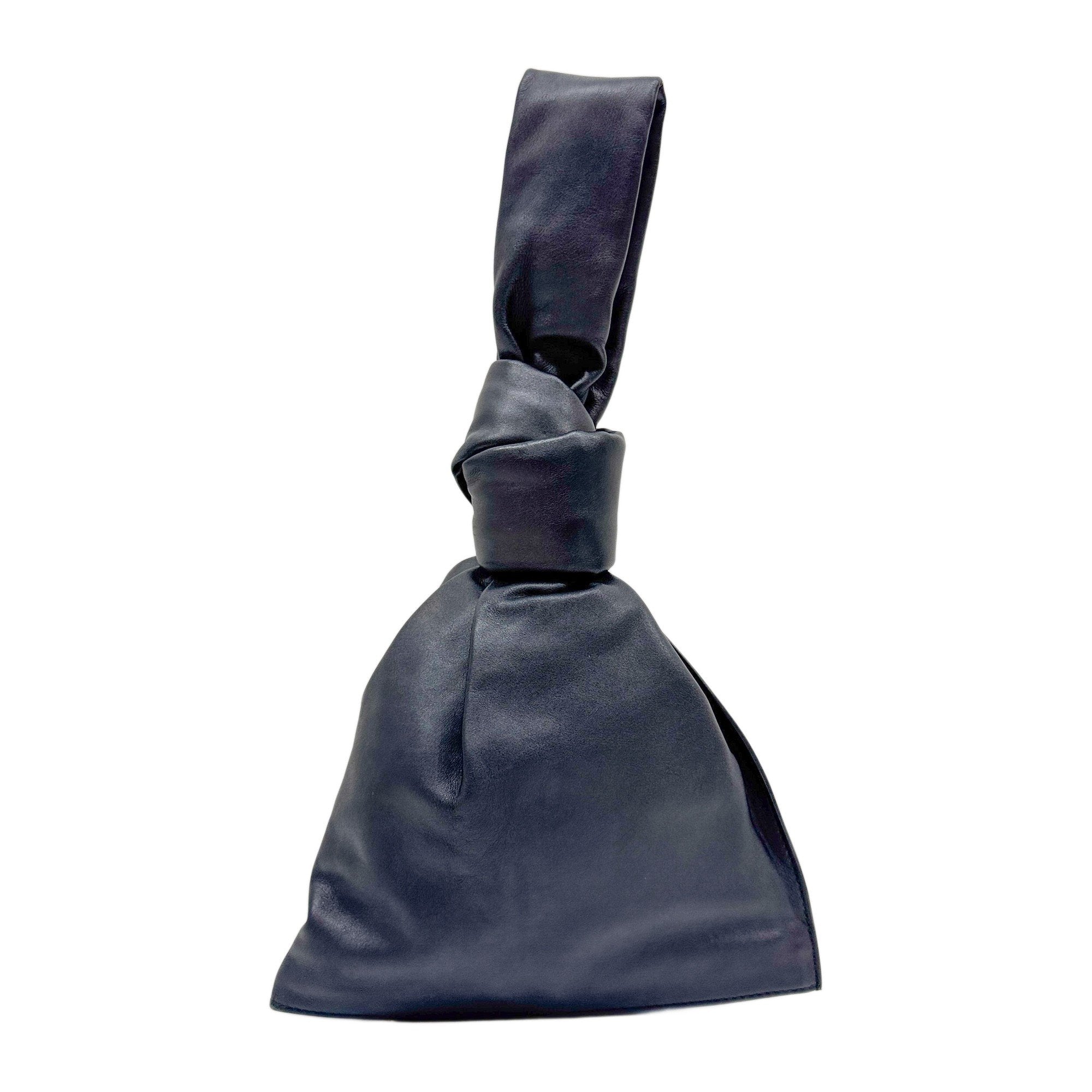 Mini Twist Black Leather Hand Bag