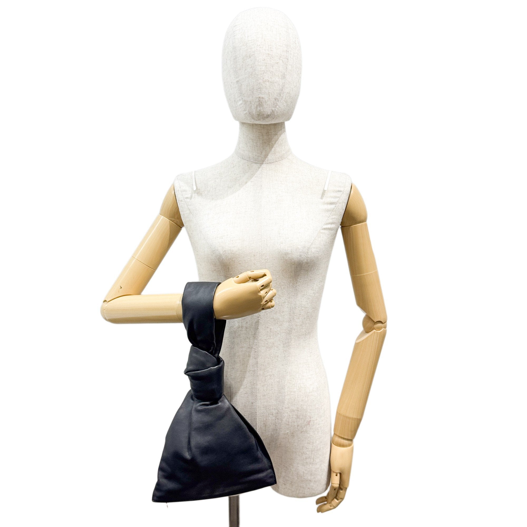 Mini Twist Black Leather Hand Bag