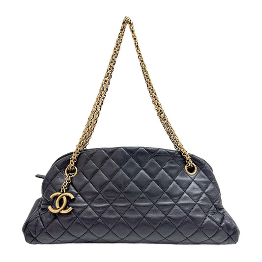 Mademoiselle Bowling Black Leather Shoulder Bag